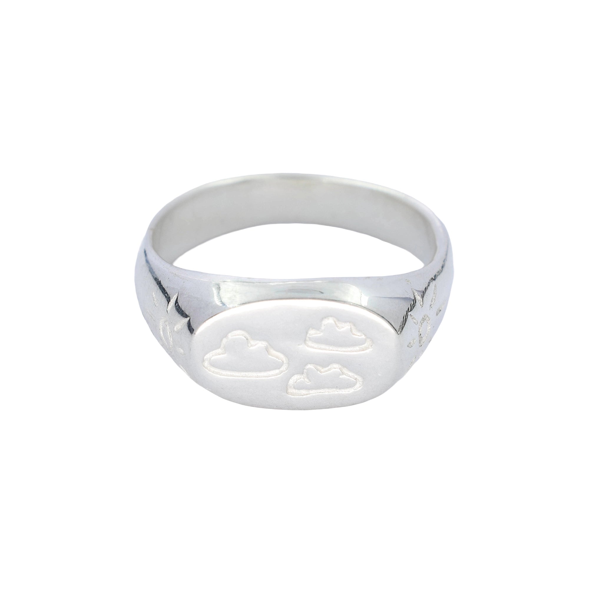 Clouds and sun signet ring