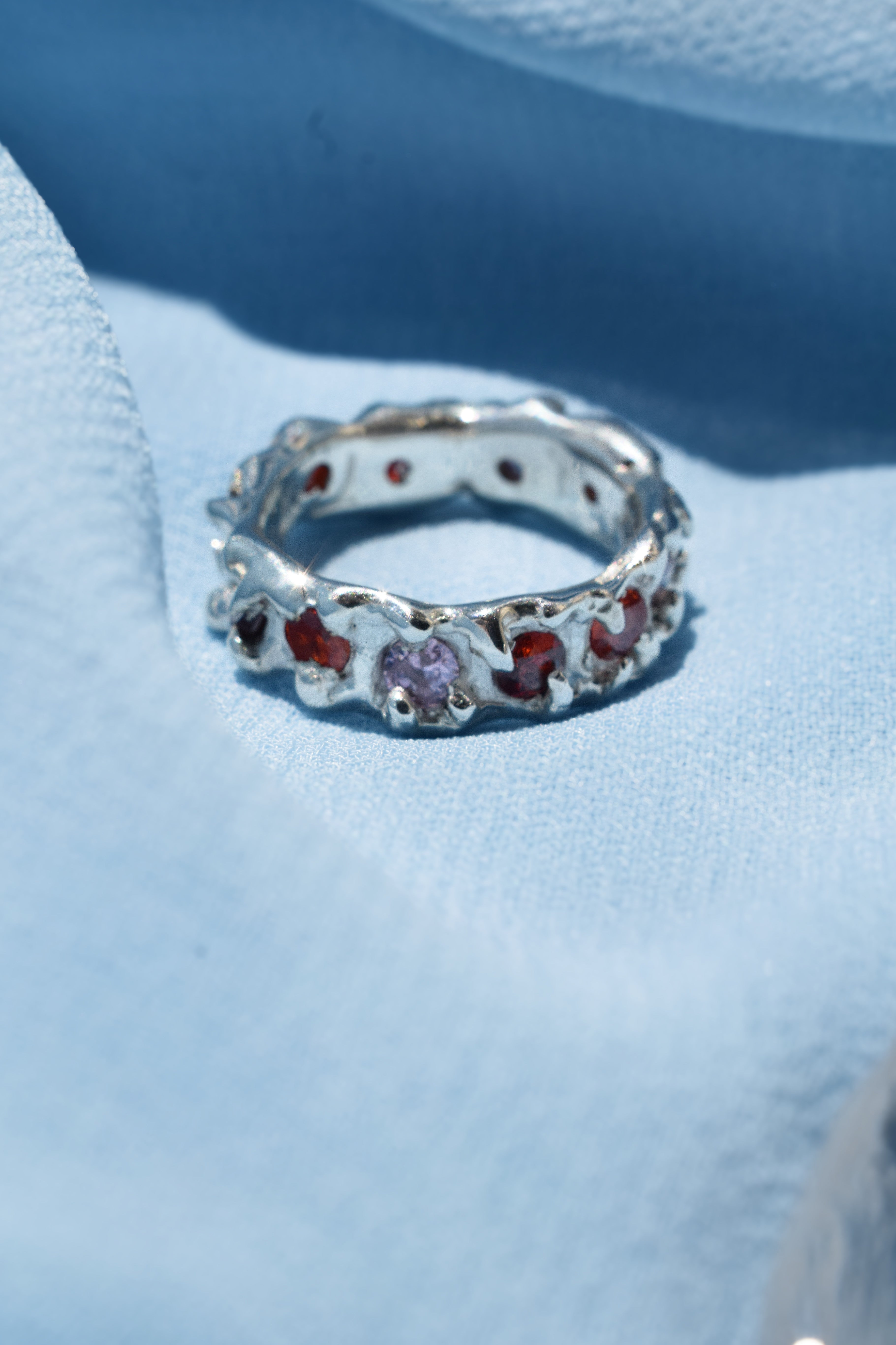 Sterling silver multi stone eternity ring
