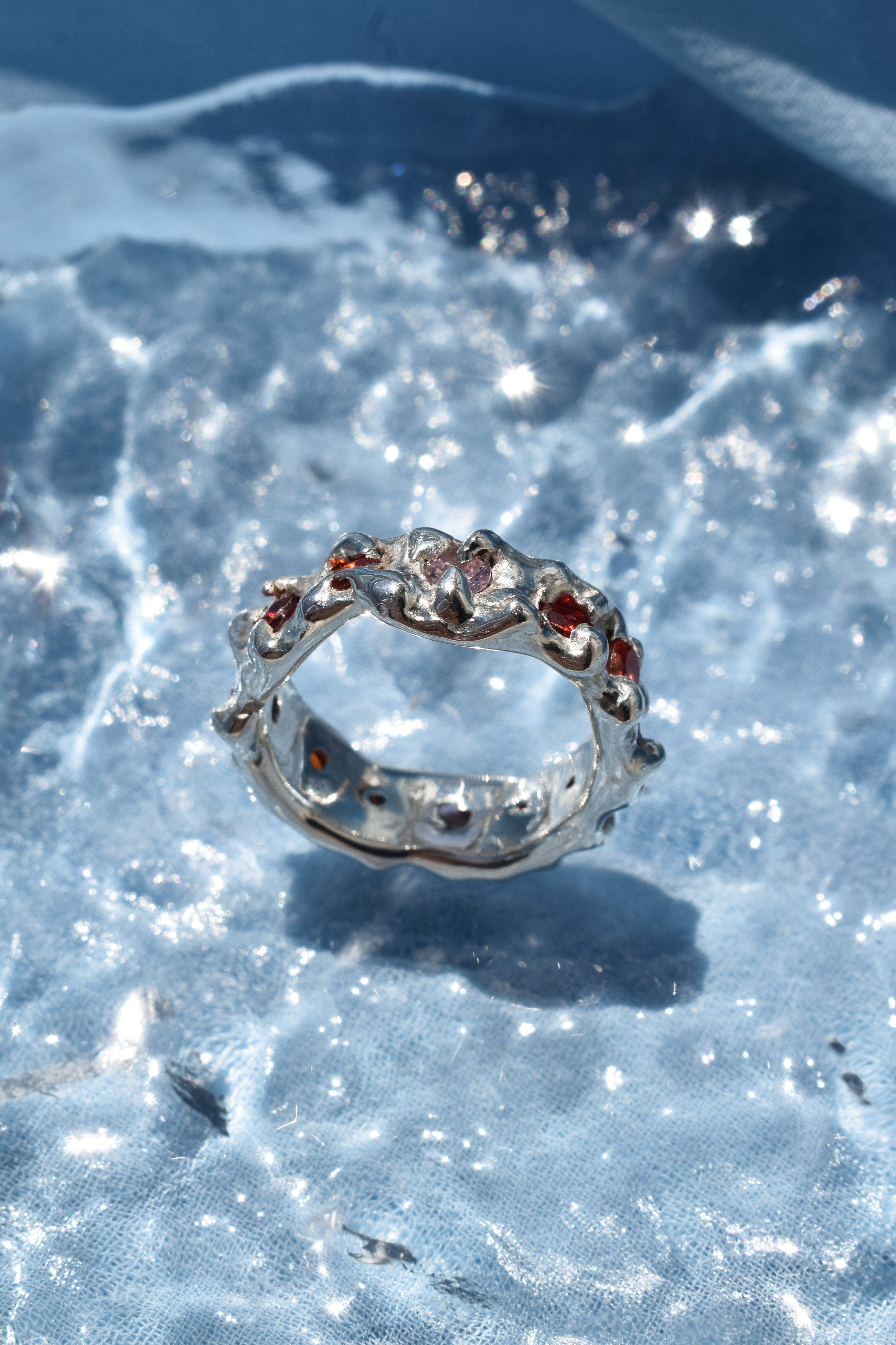 Sterling silver multi stone eternity ring