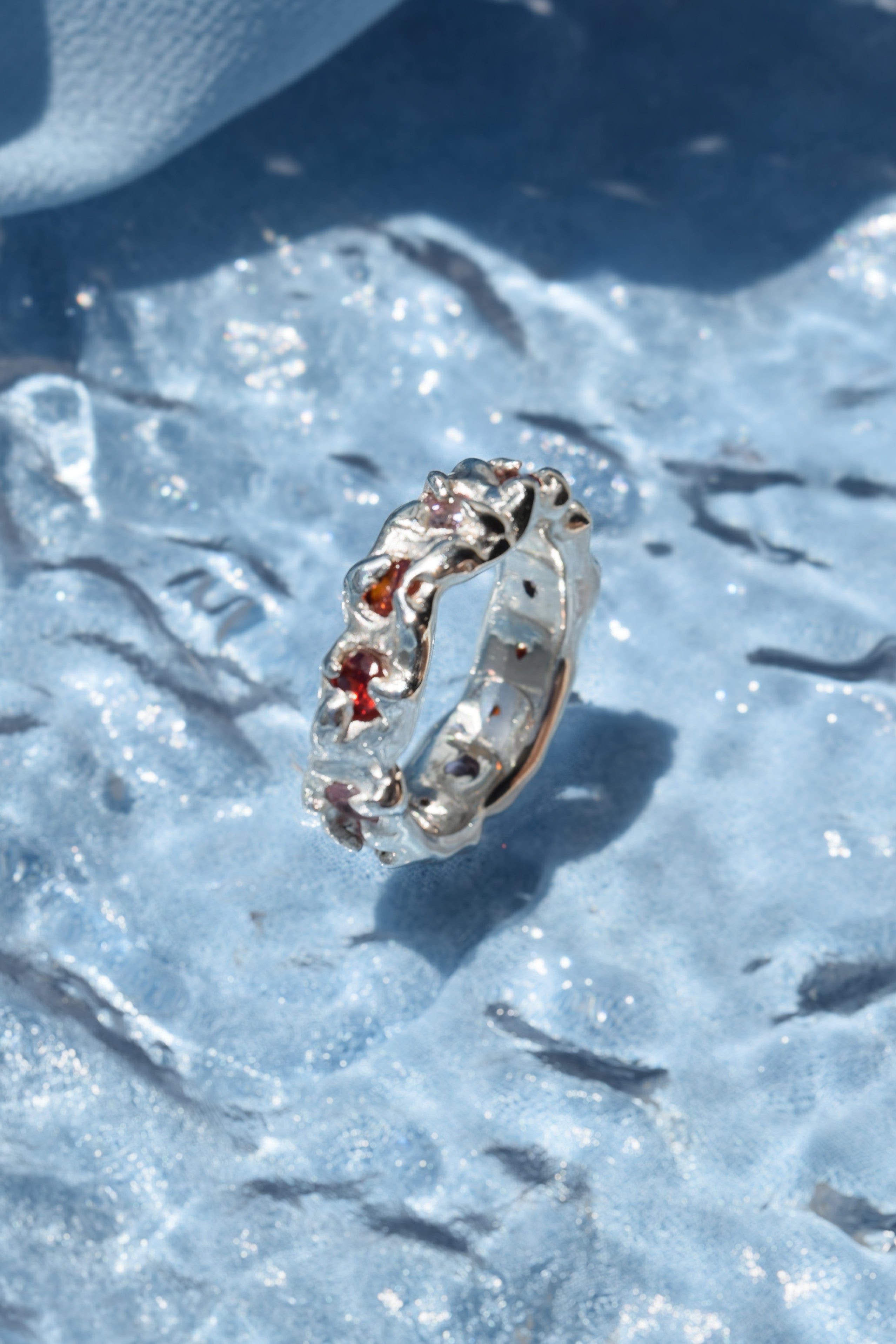 Sterling silver multi stone eternity ring