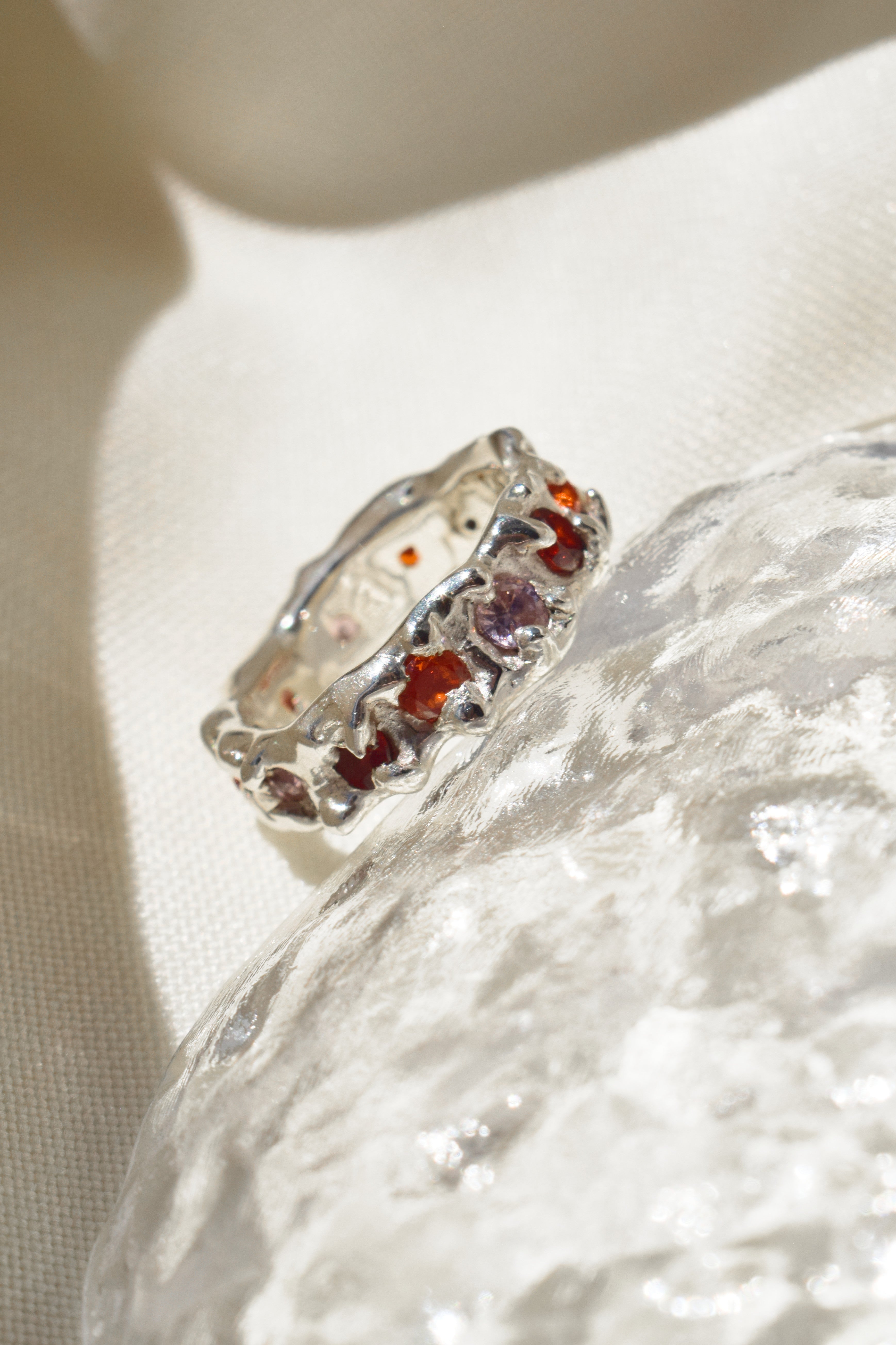 Sterling silver multi stone eternity ring