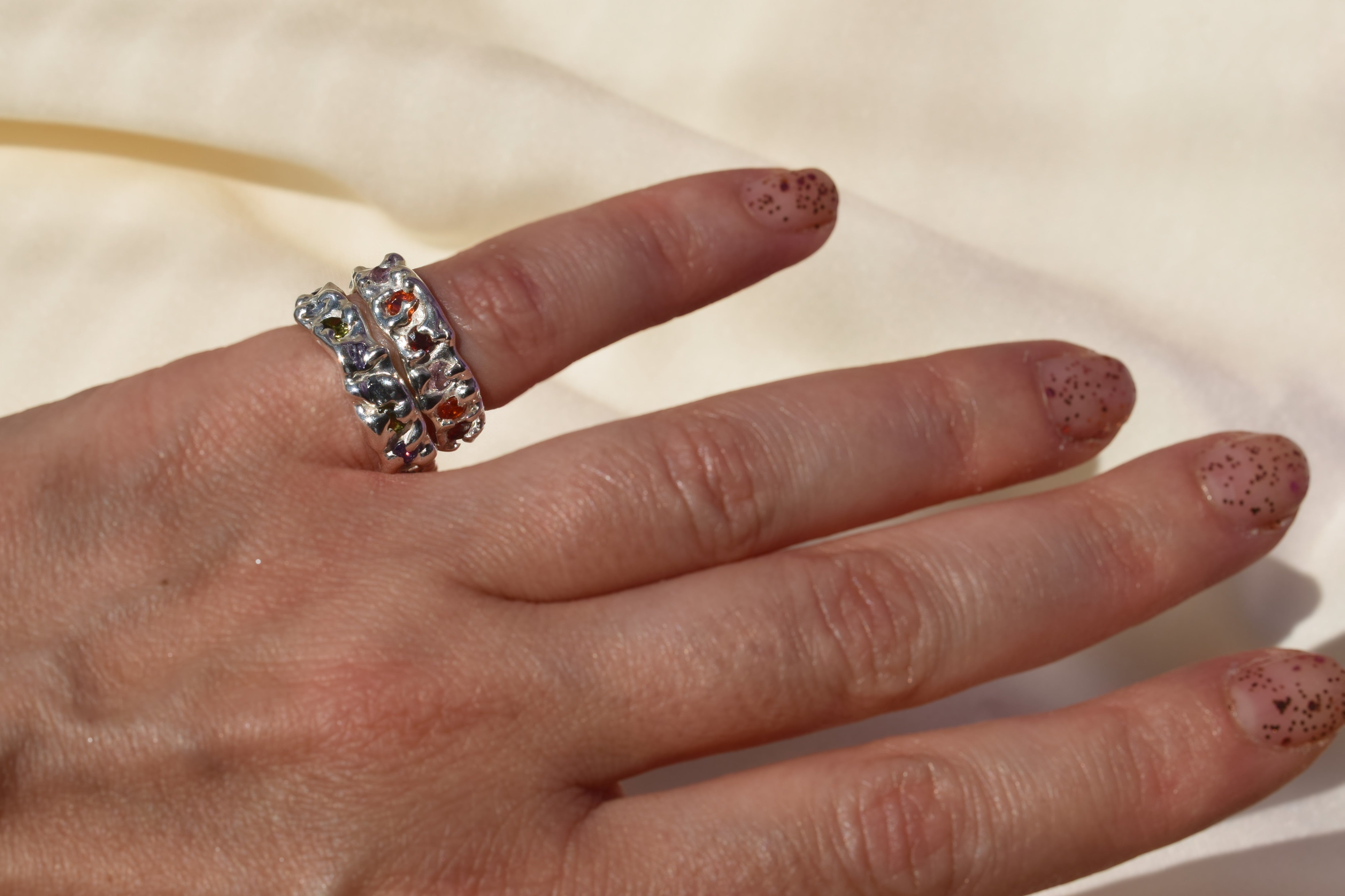 Sterling silver multi stone eternity ring