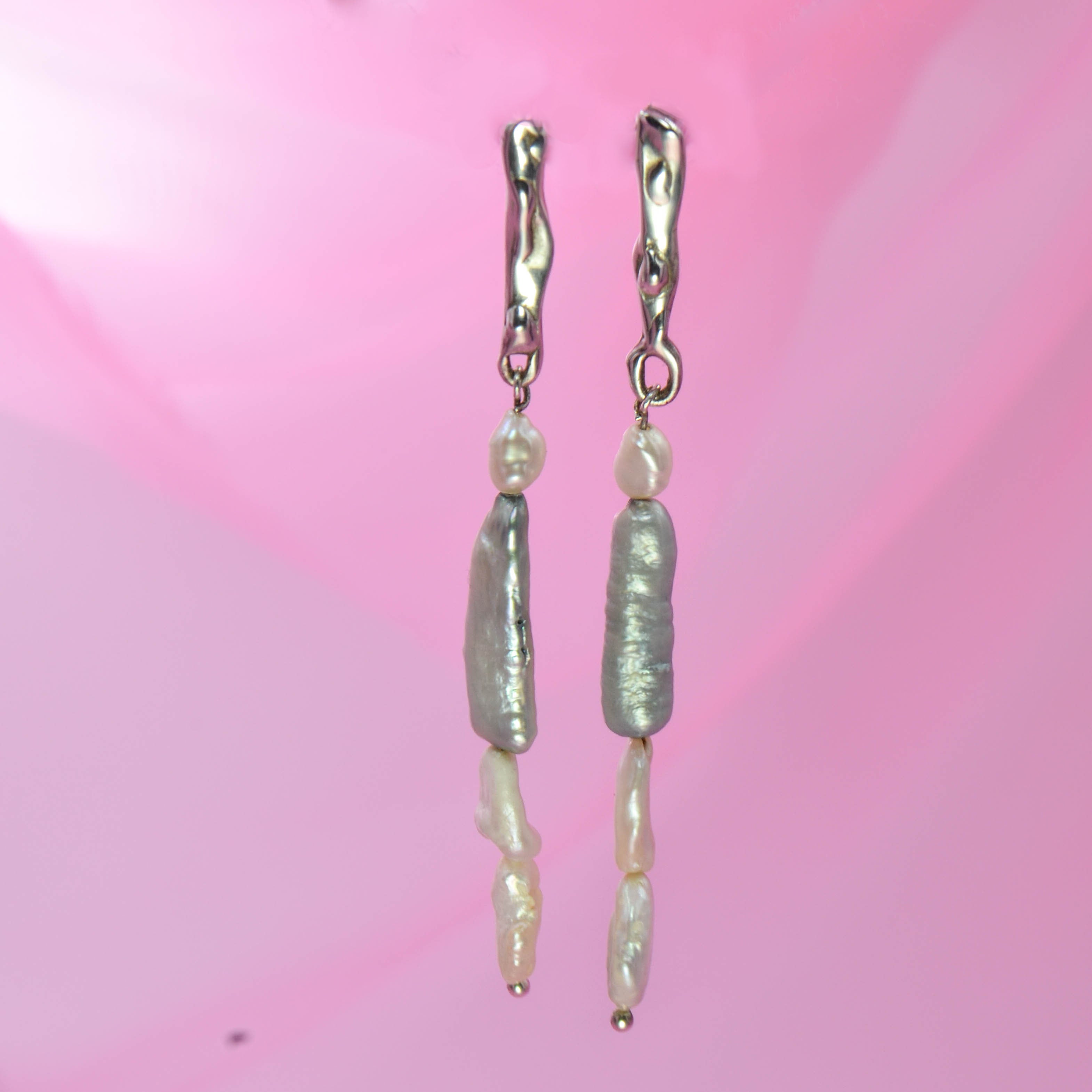 Statement organic earrings with pearls