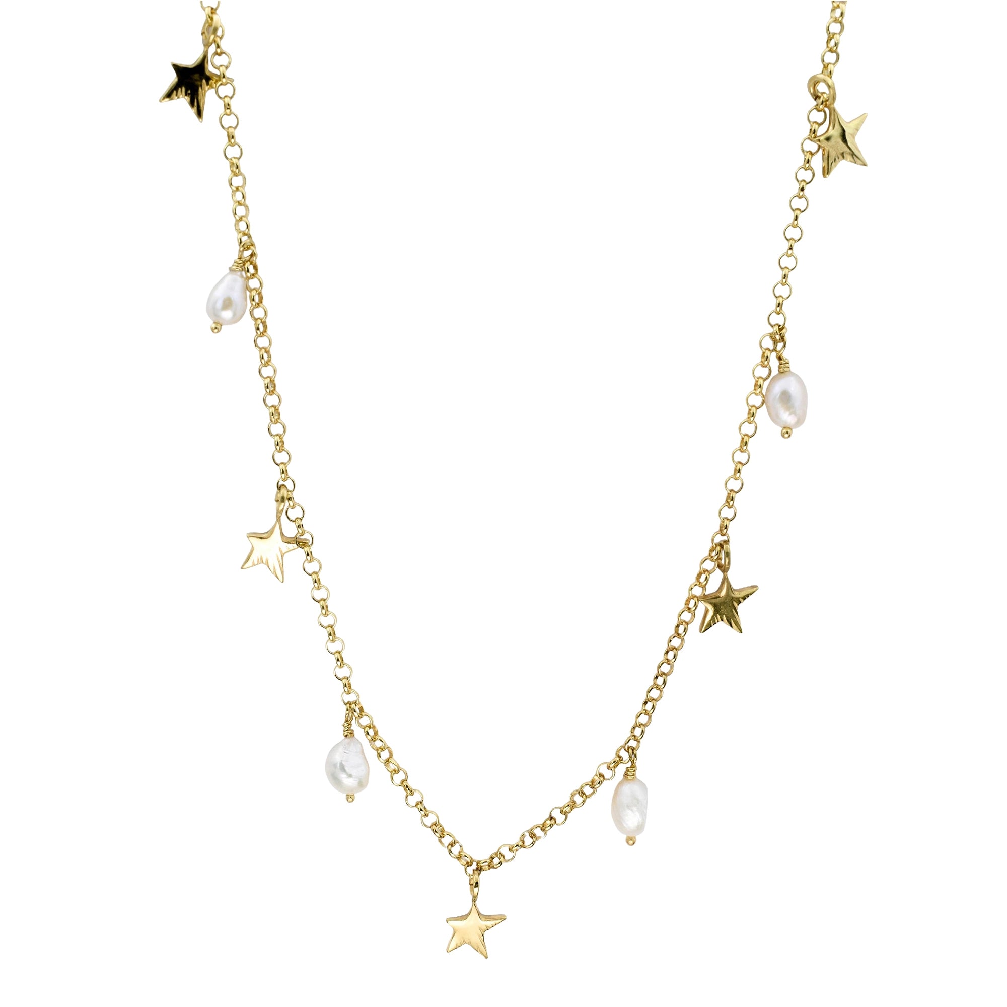Irregular pearl and stars necklace