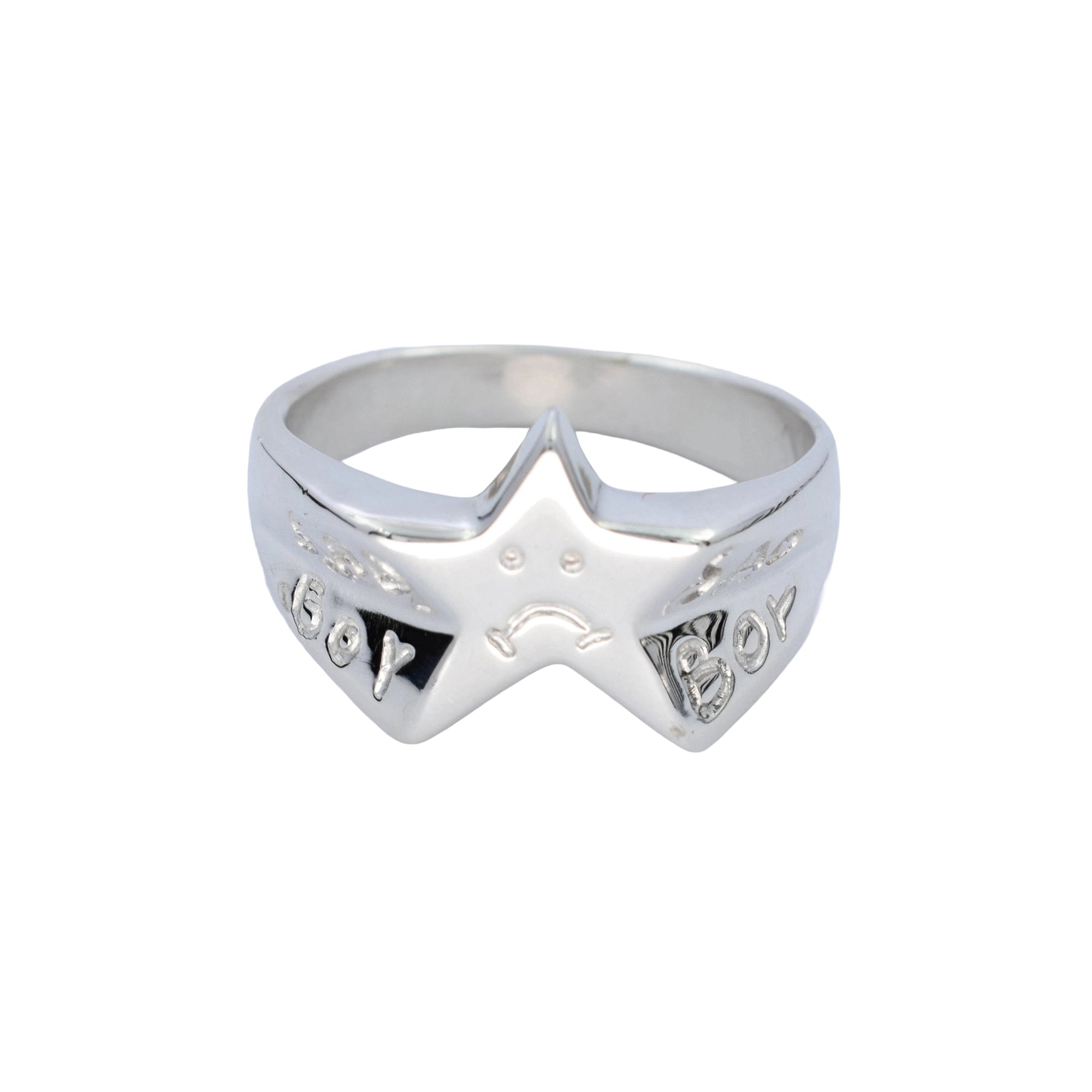 Sad boy star signet ring