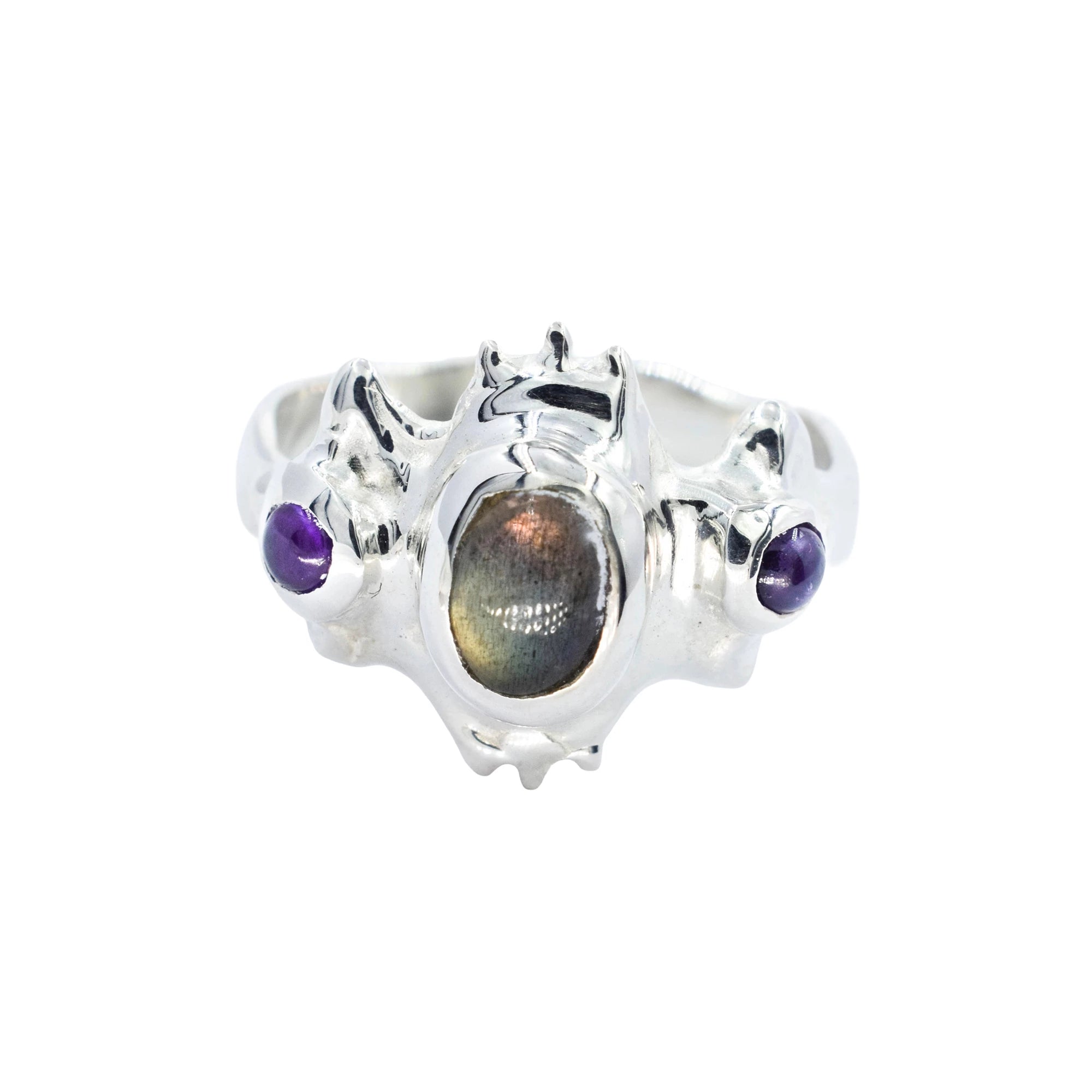 925 silver pearl ring with blue topaz