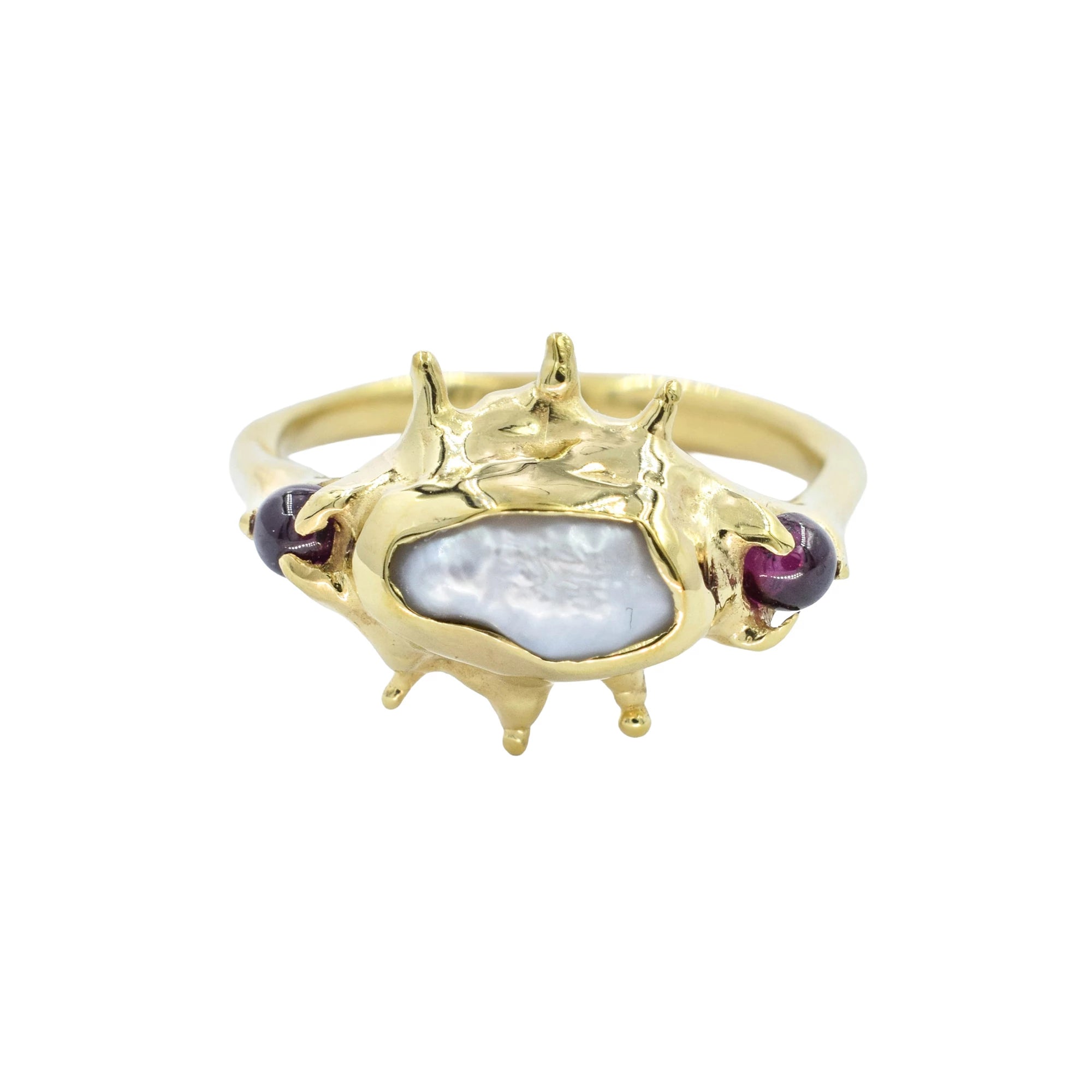 Raw irregular pearl ring