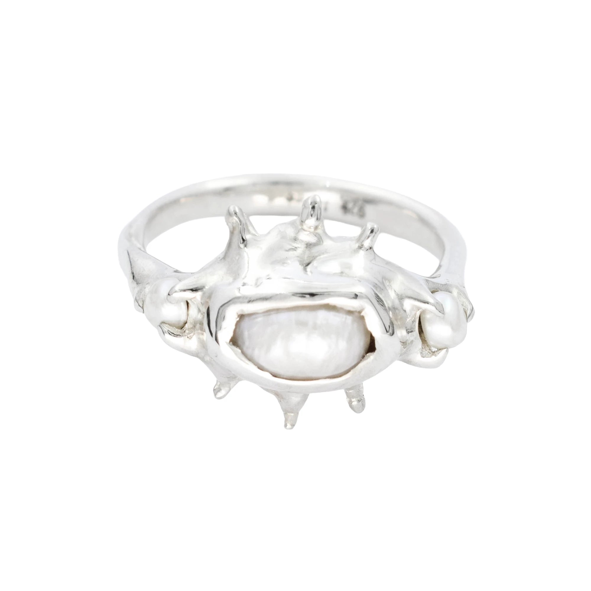 Raw irregular pearl ring