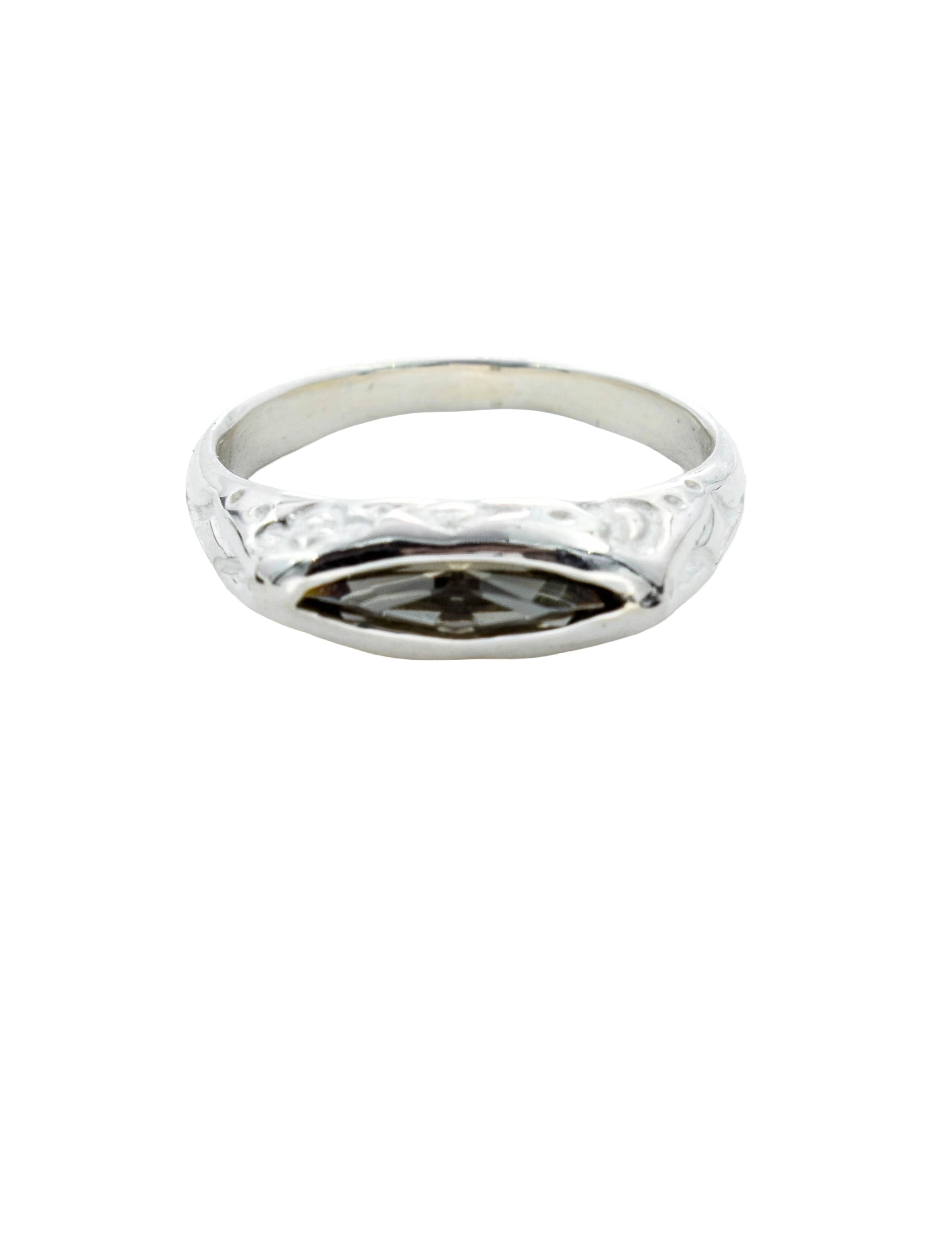 Celestial signet ring with champagne crystal