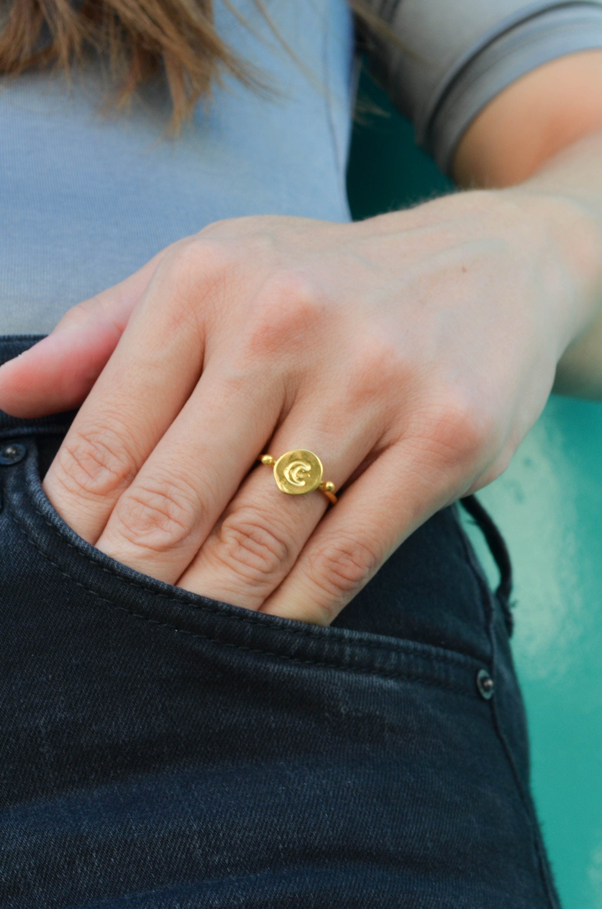 Crescent moon ring