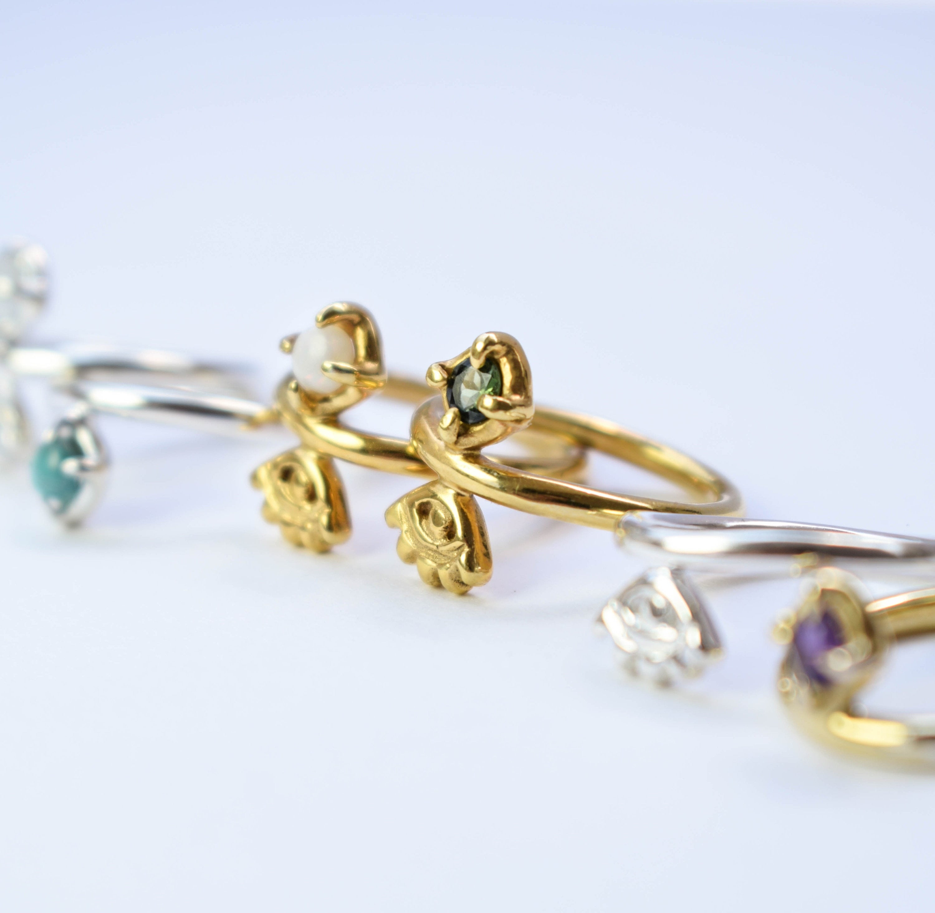 Green tourmaline gold tone ring