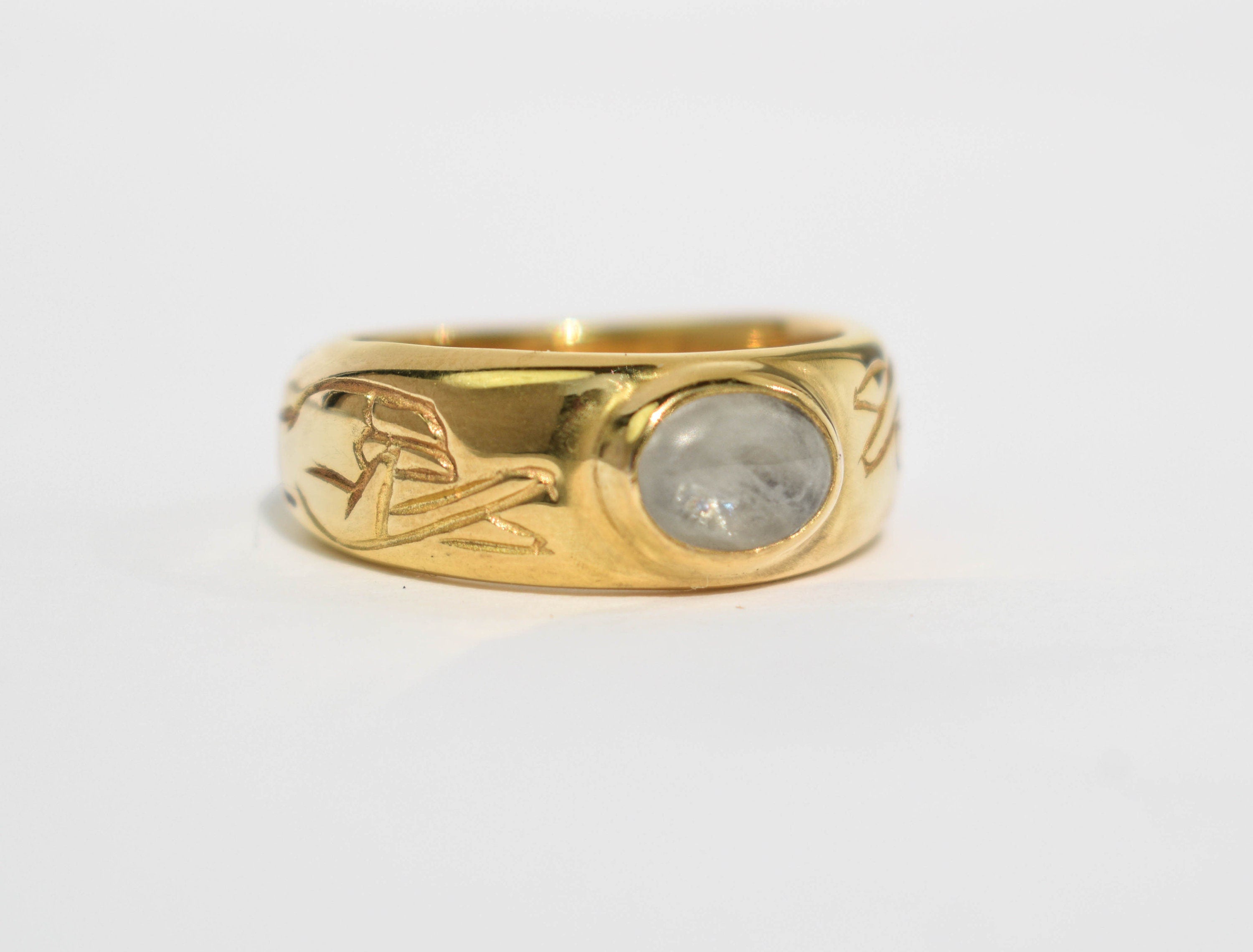 White crystal wide band ring