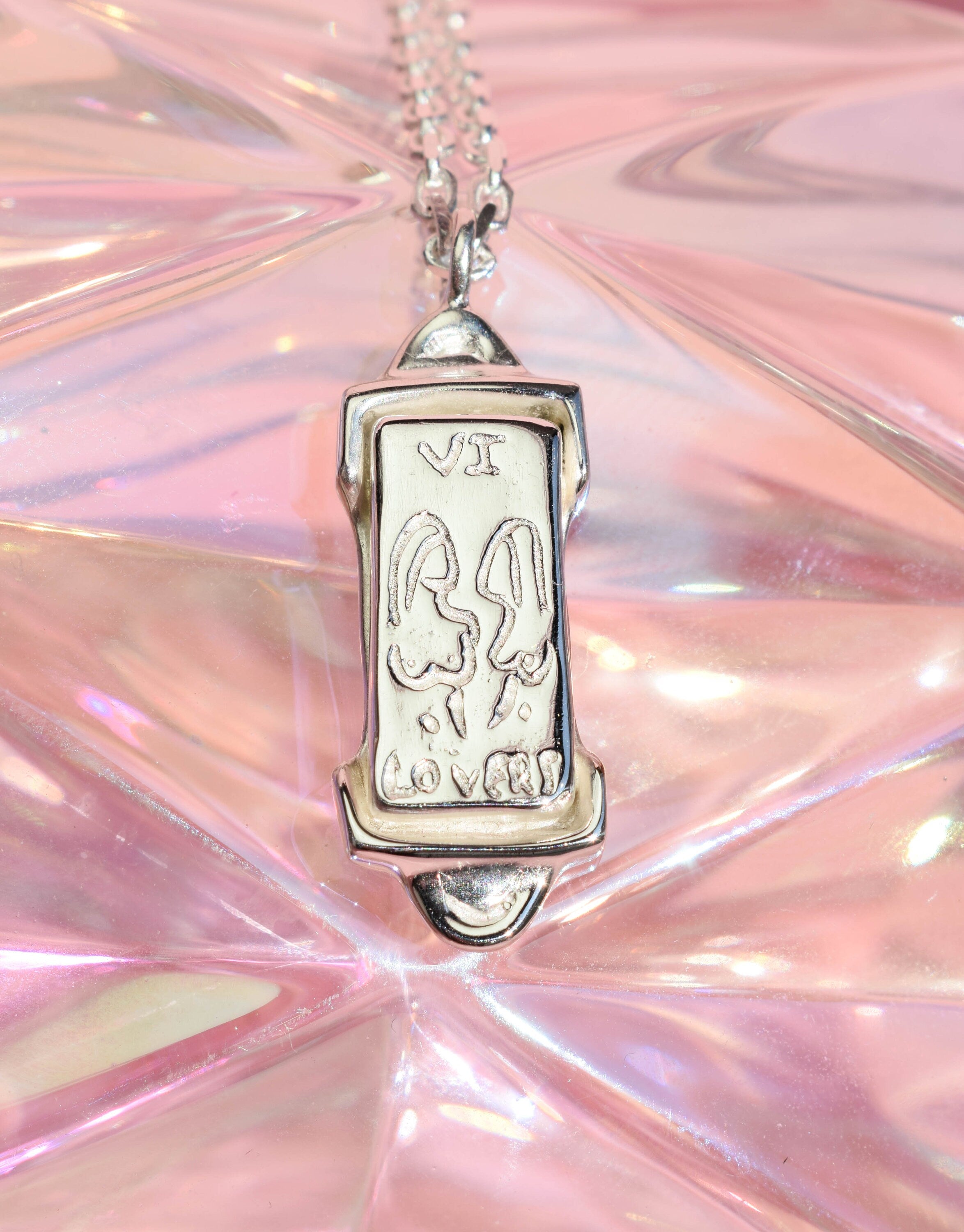 The Lovers tarot card necklace