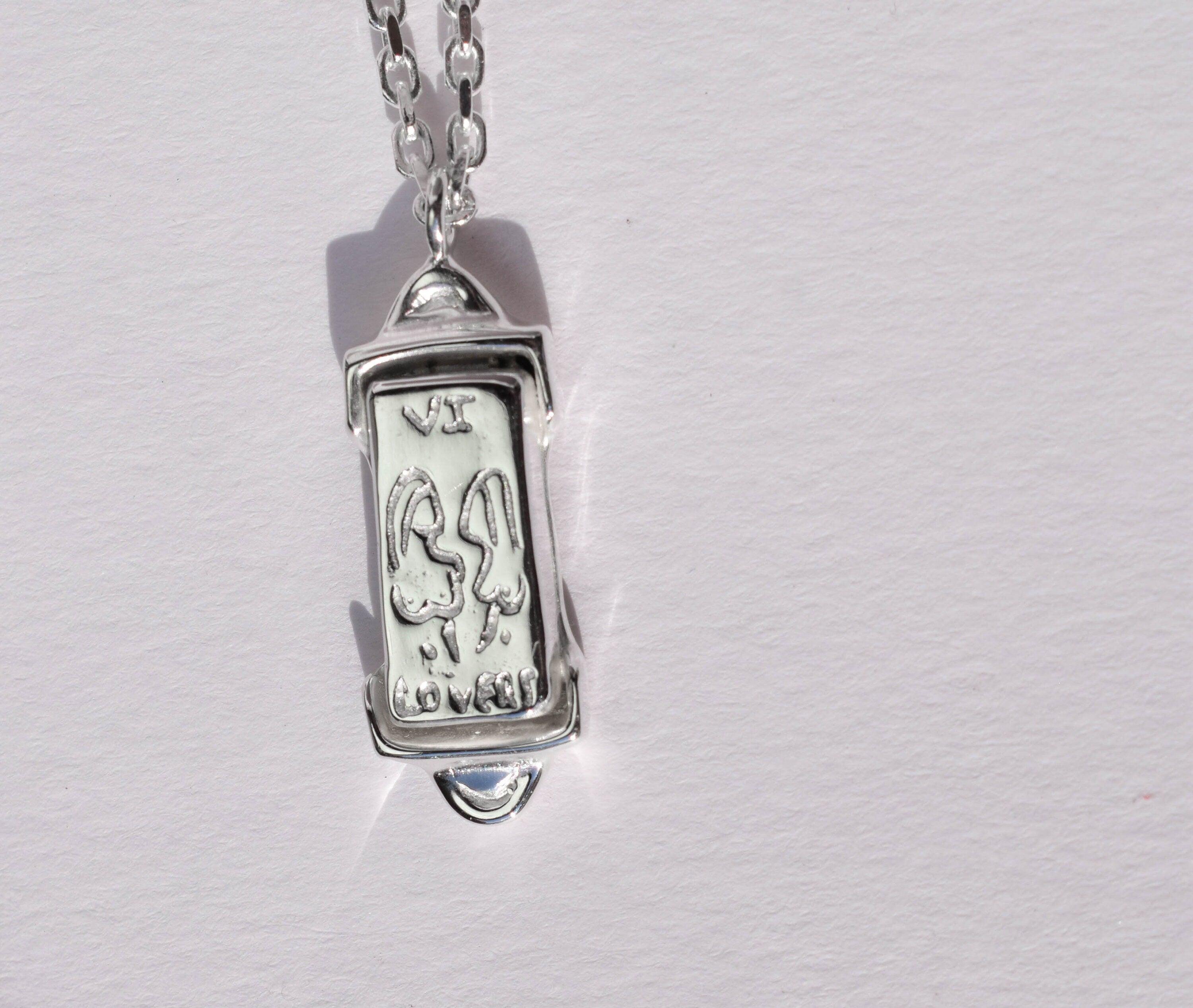 The Lovers tarot card necklace