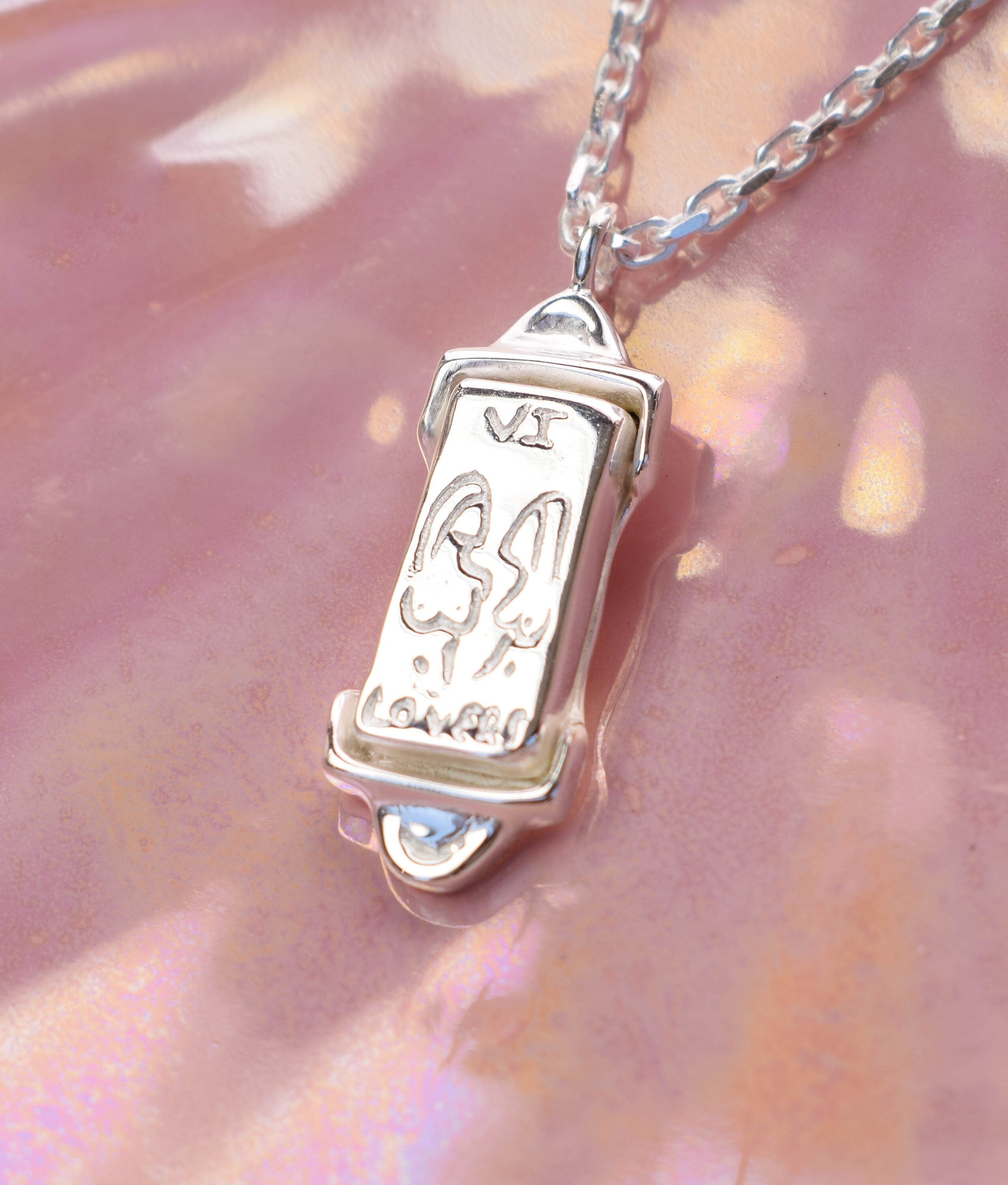 The Lovers tarot card necklace
