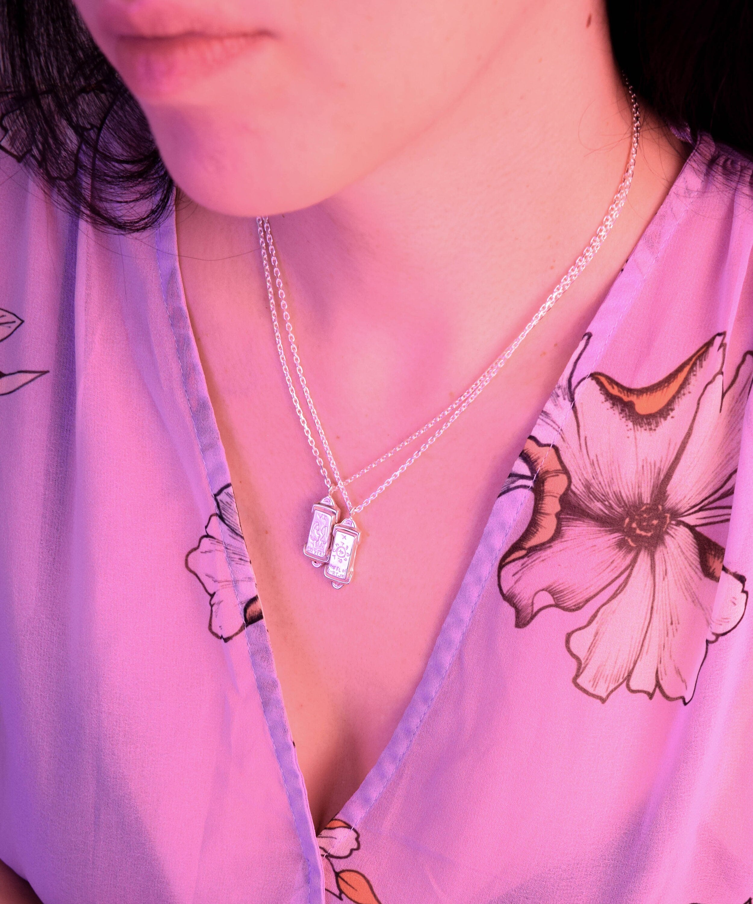 The Lovers tarot card necklace