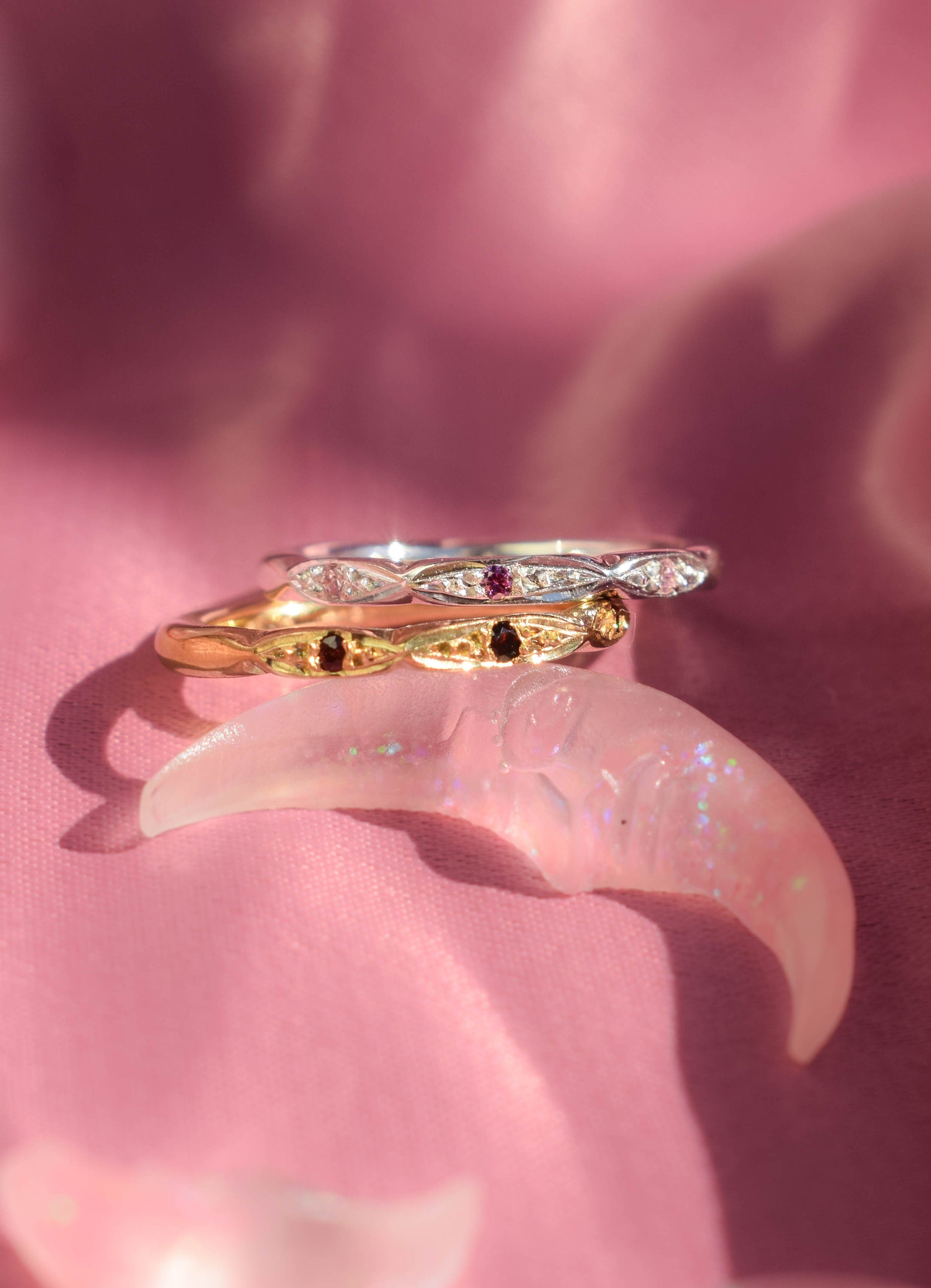 Stacking ring with tiny stones