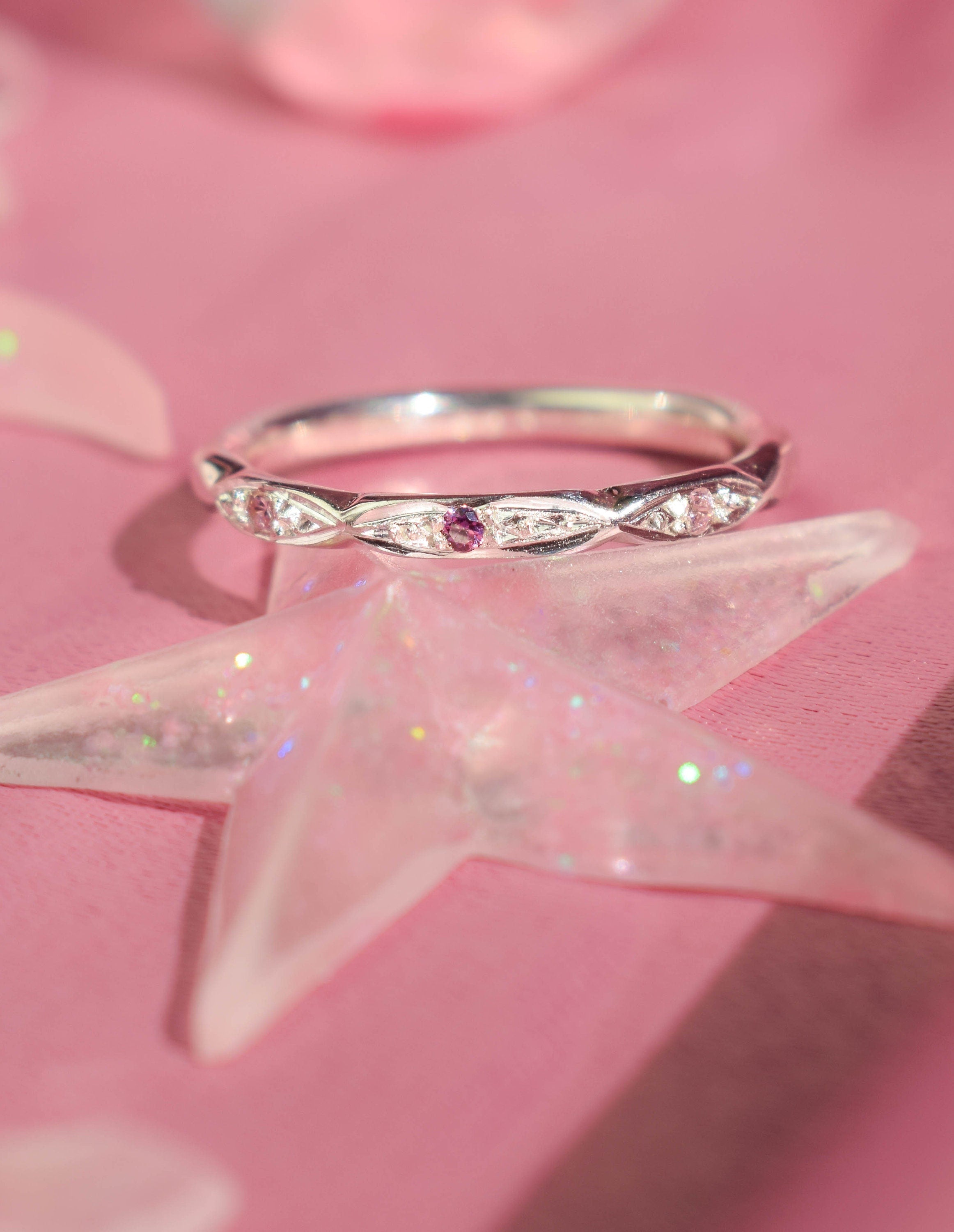 Stacking ring with tiny stones