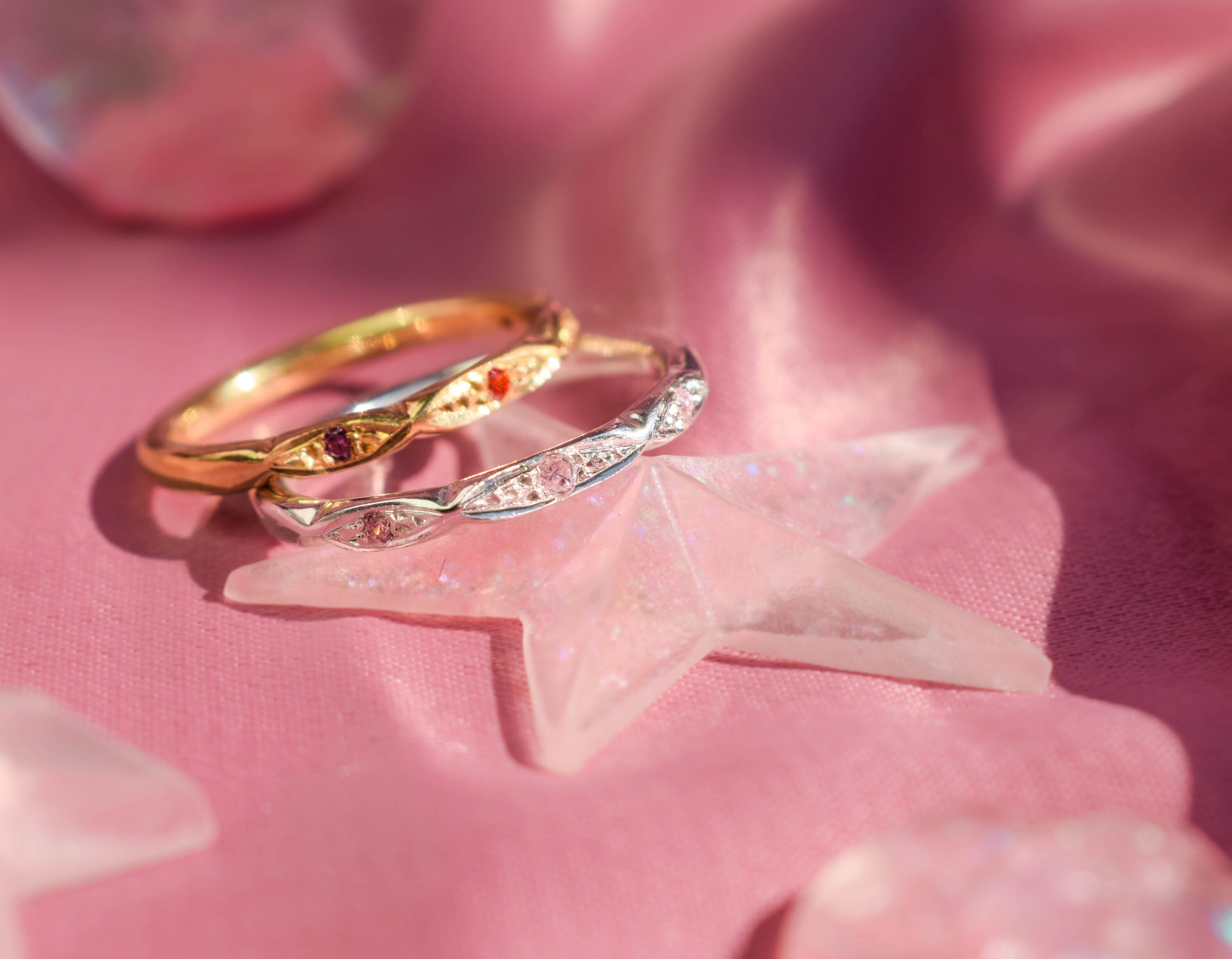 Dainty stacking rings with gemstones