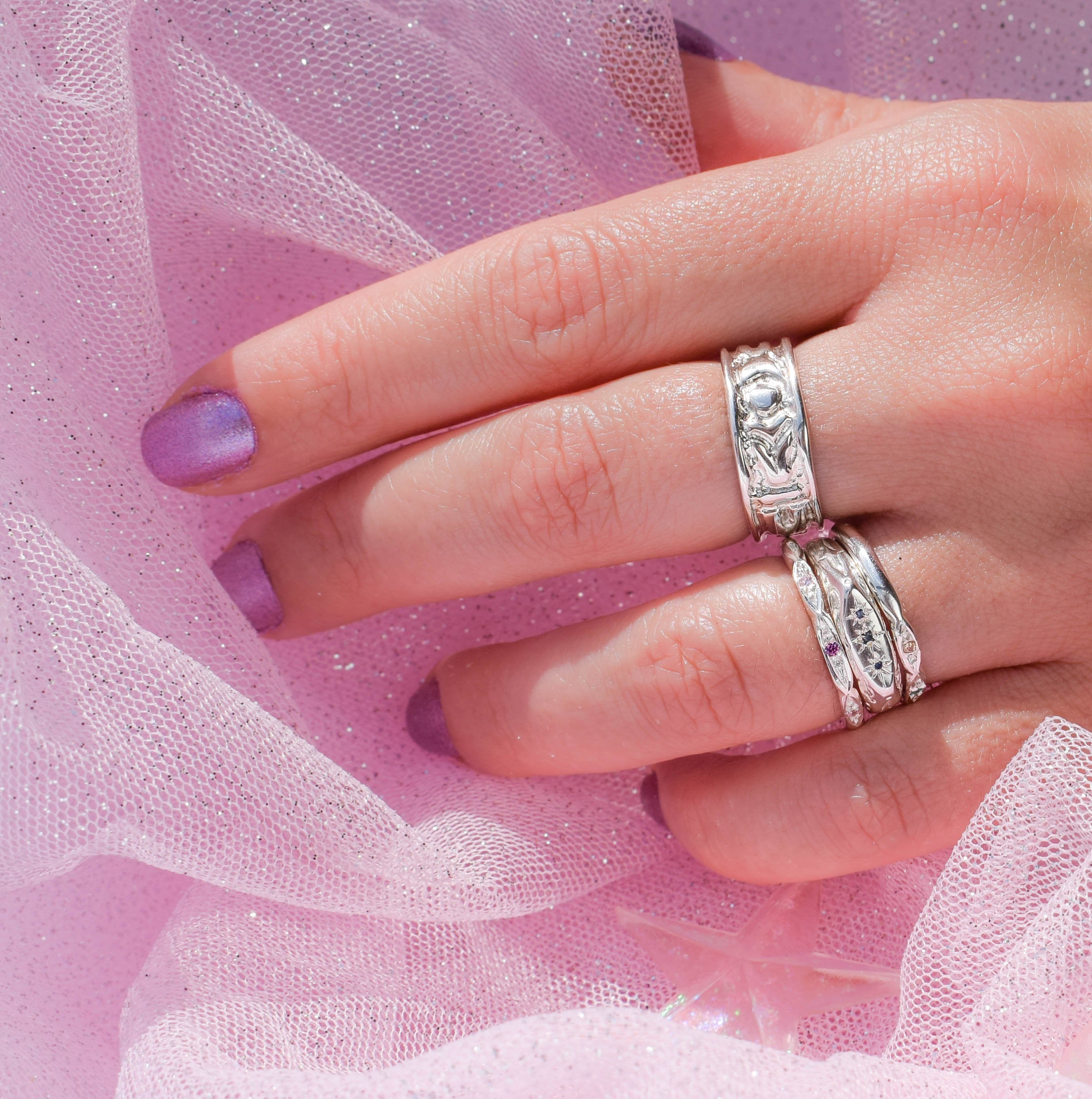 Dainty stacking rings with gemstones