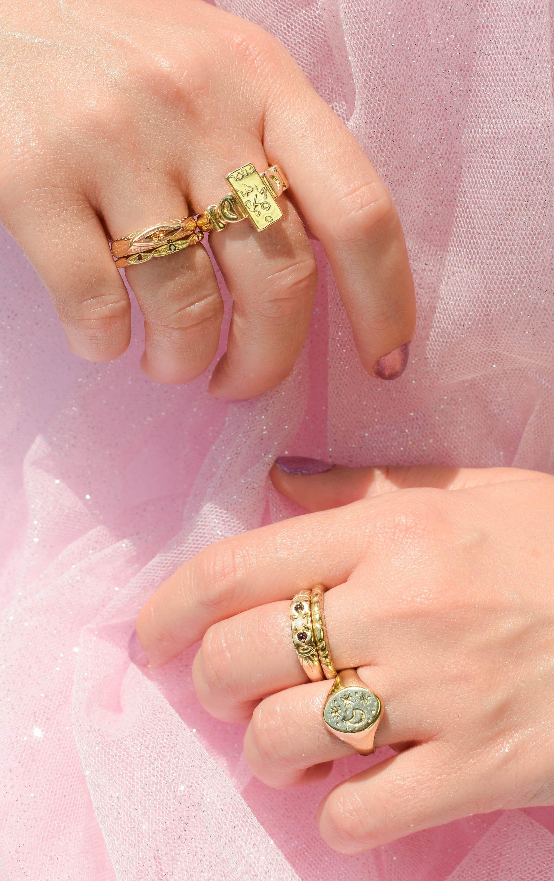 Opal and garnet thin band ring with evil eyes