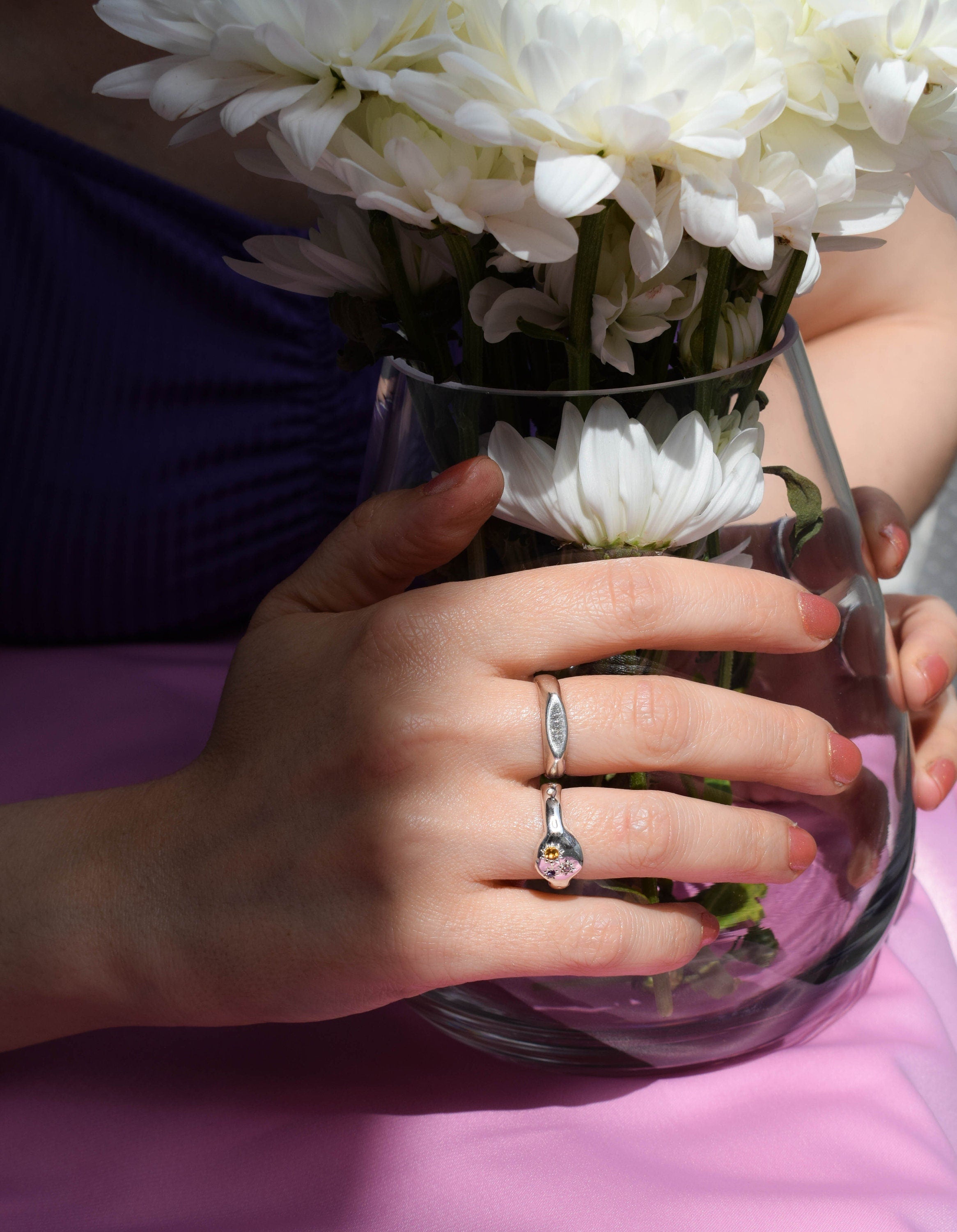 Multi stone sterling silver ring