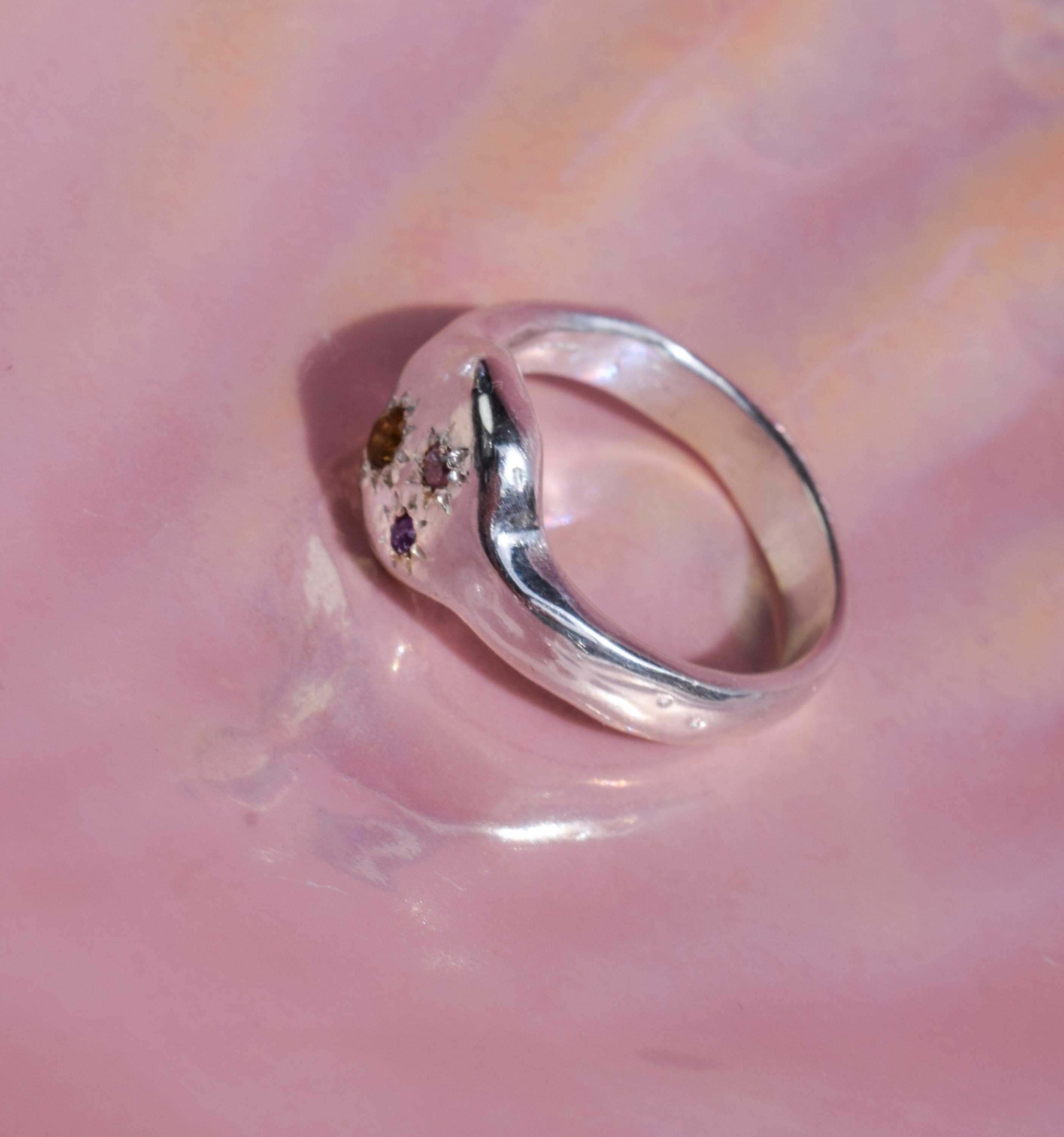 Multi stone sterling silver ring