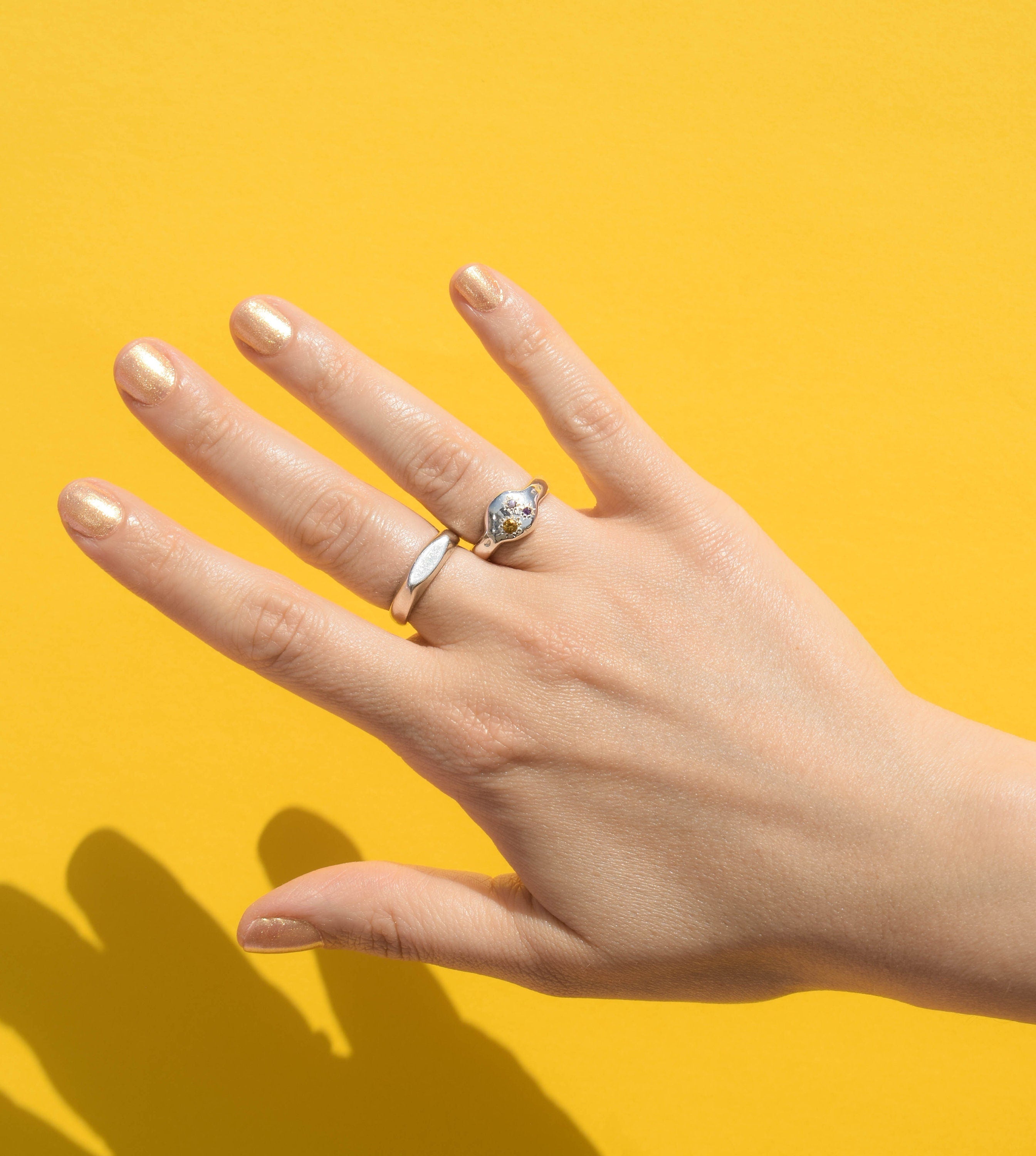 Multi stone sterling silver ring