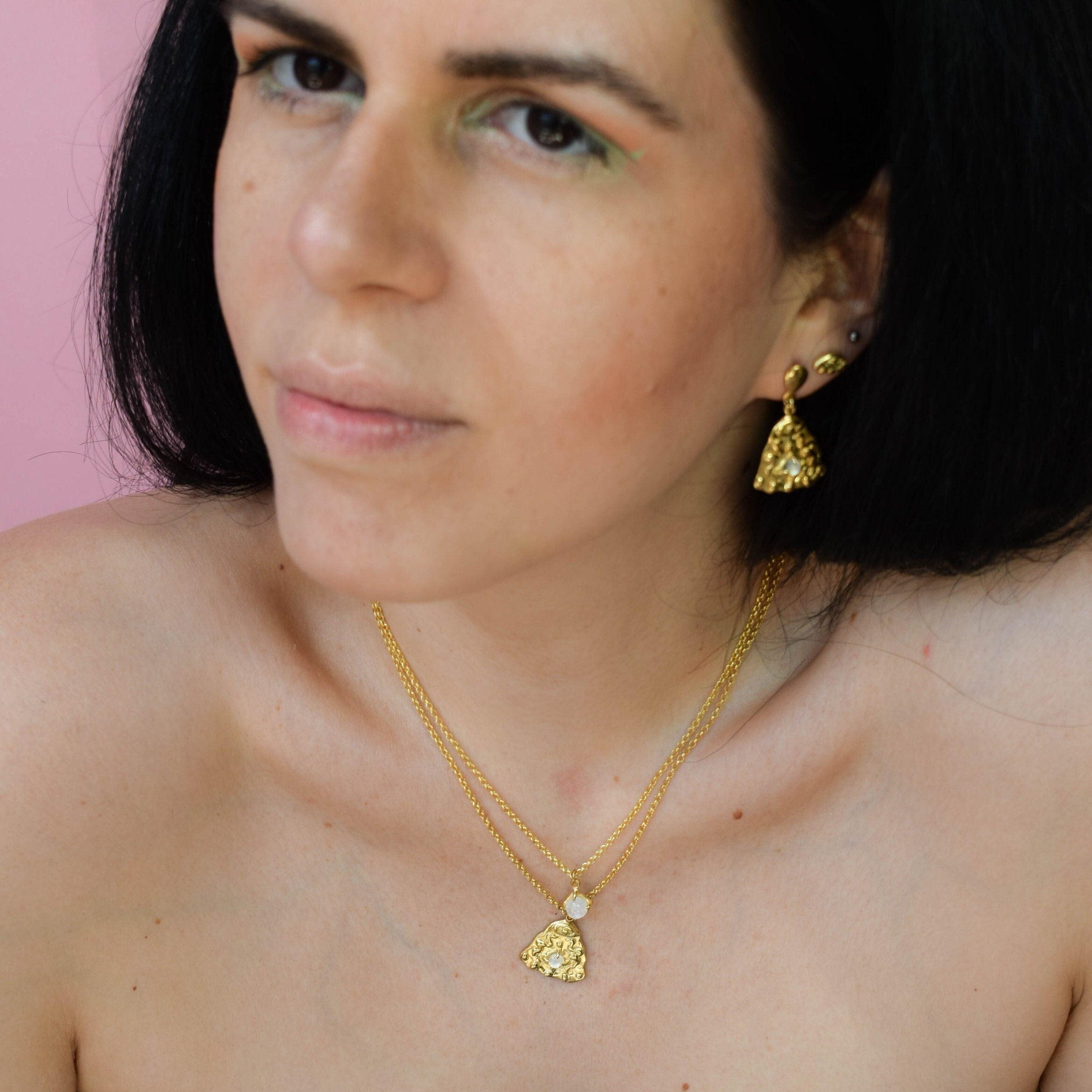 Snakes, eyes and moonstone earrings