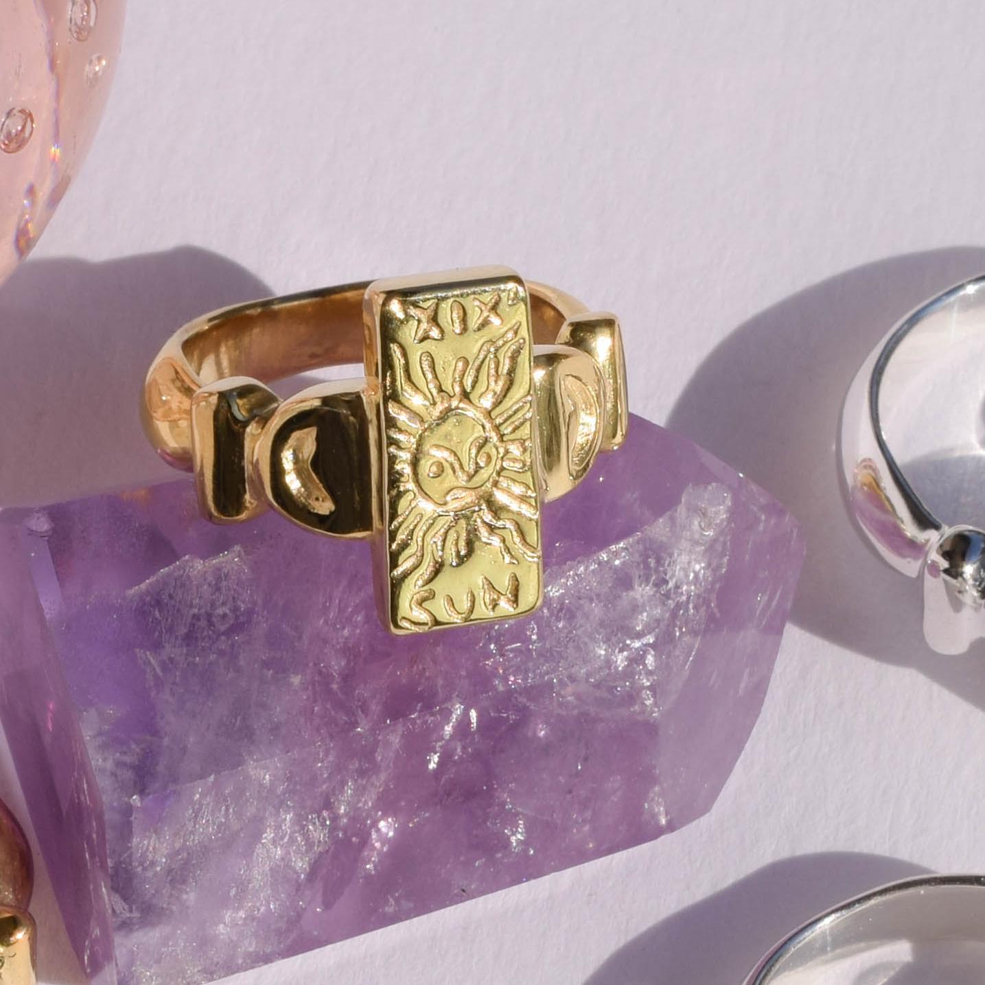 The Sun tarot card ring