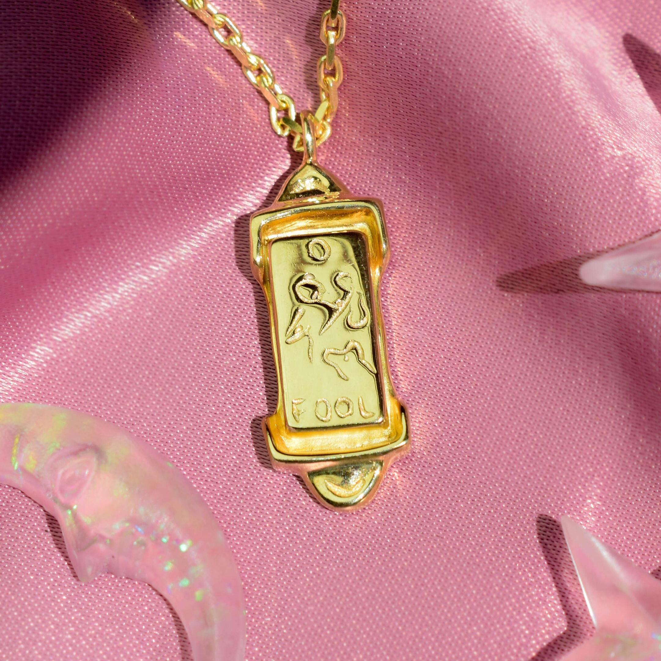 The Fool tarot card necklace