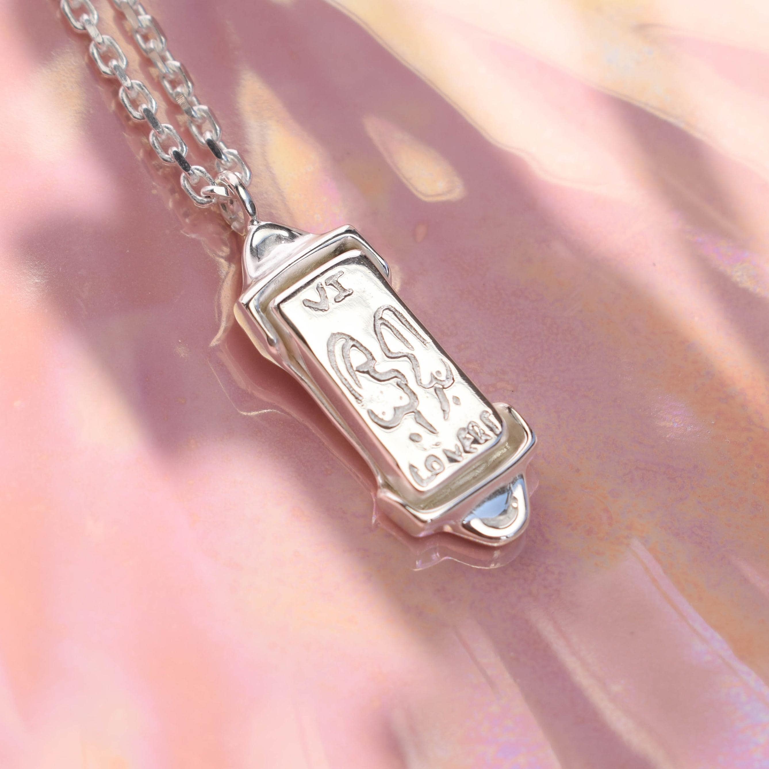 The Lovers tarot card necklace