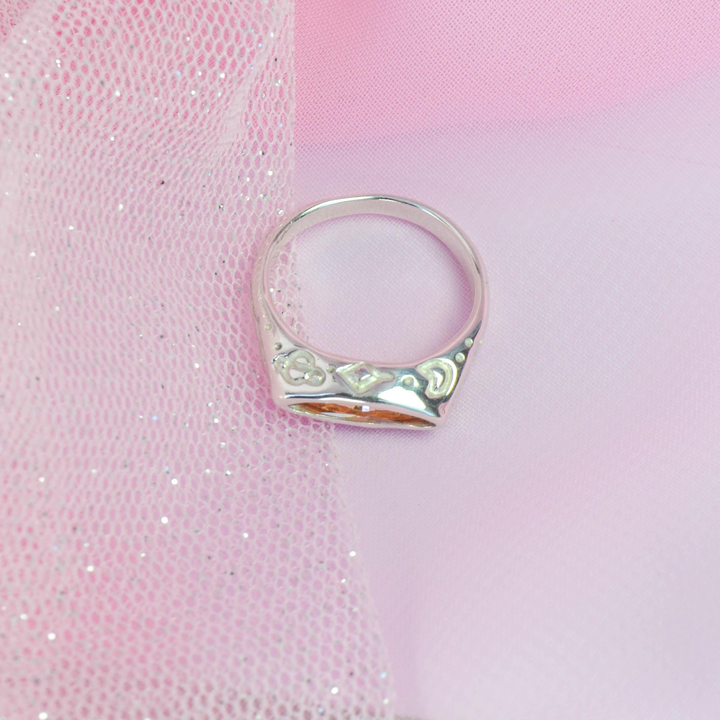 Celestial signet ring with champagne crystal