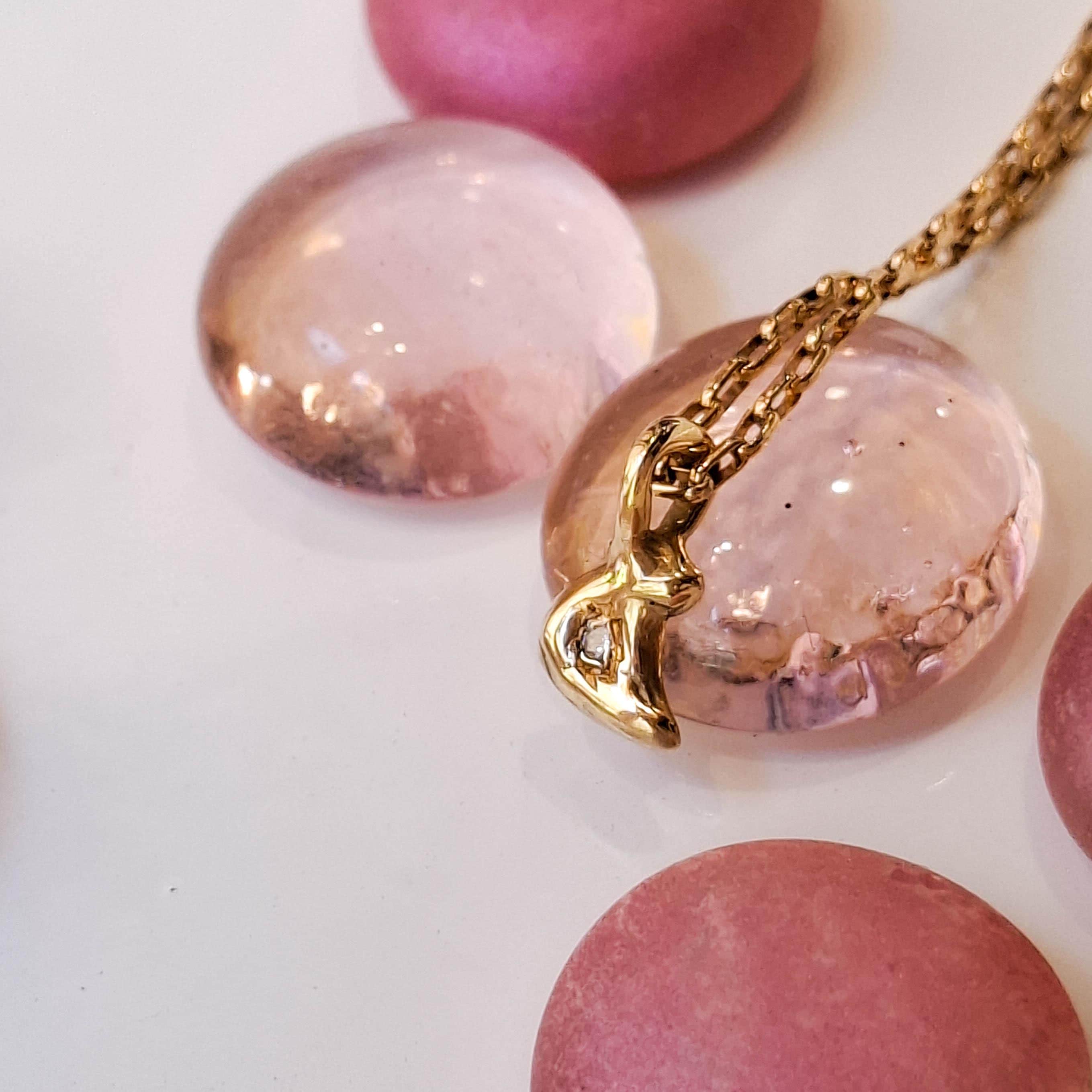 Tiny moon with zirconia dainty necklace