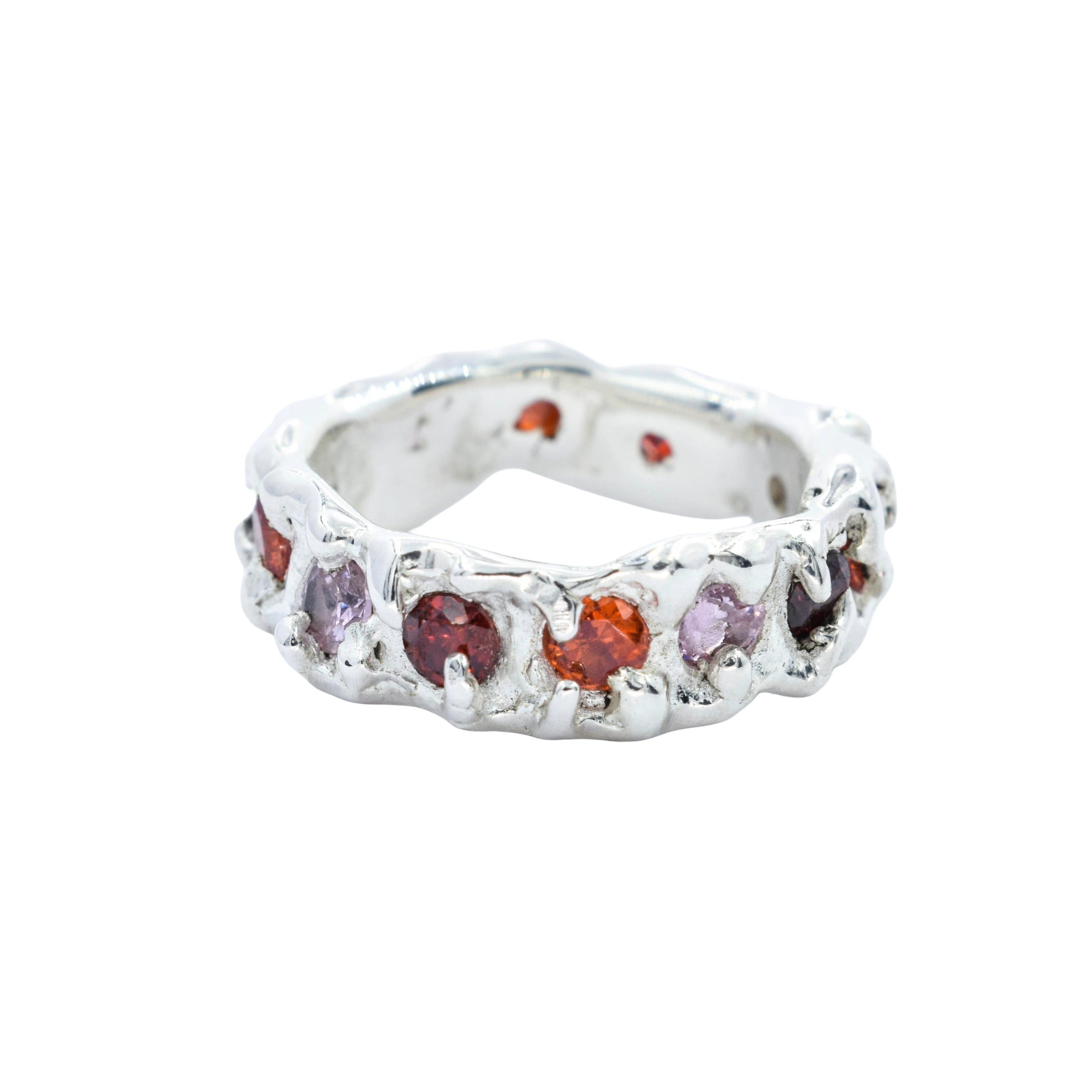 multi color eternity sterling silver ring