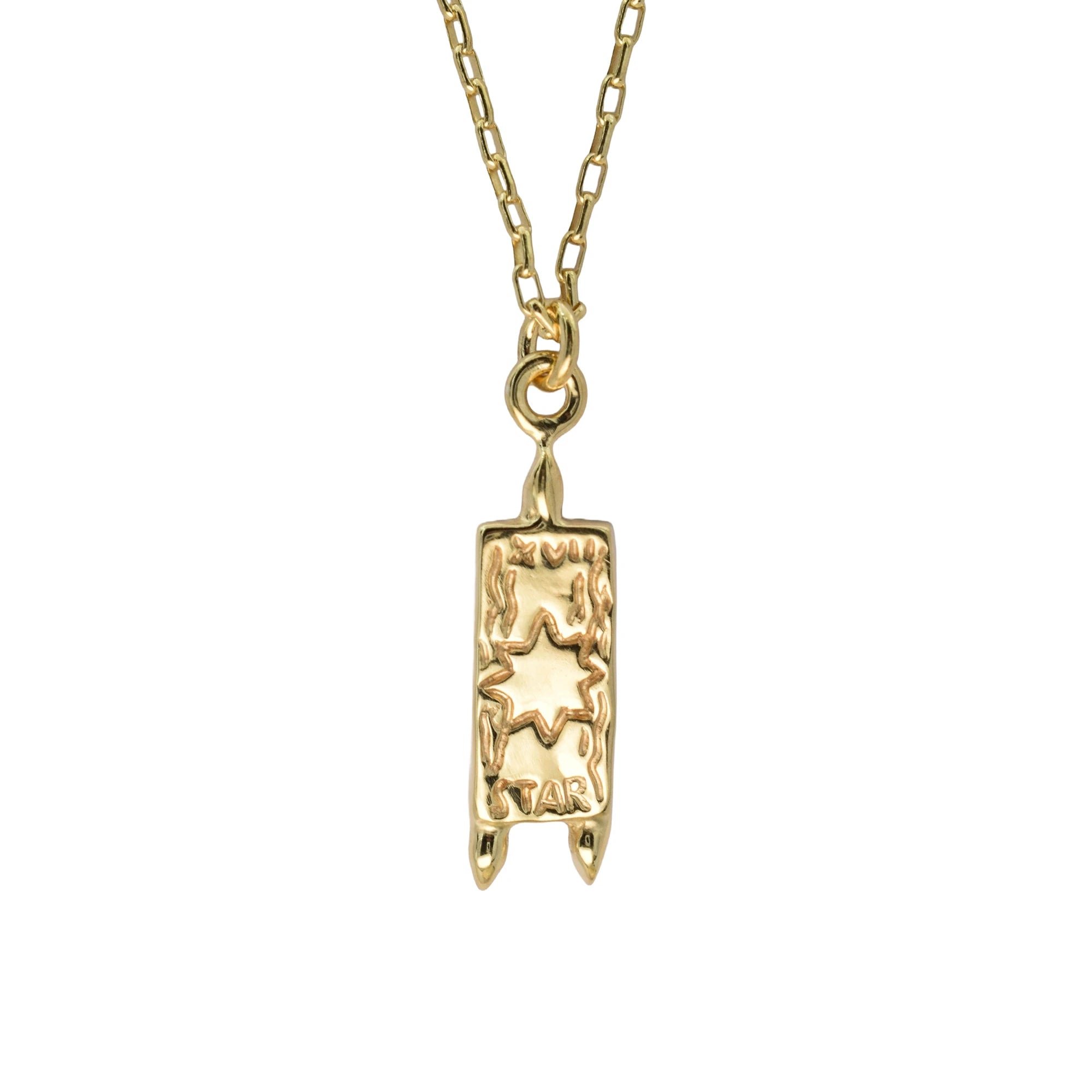 A gold Star of David pendant necklace on a matching chain, shown against a plain white background.
