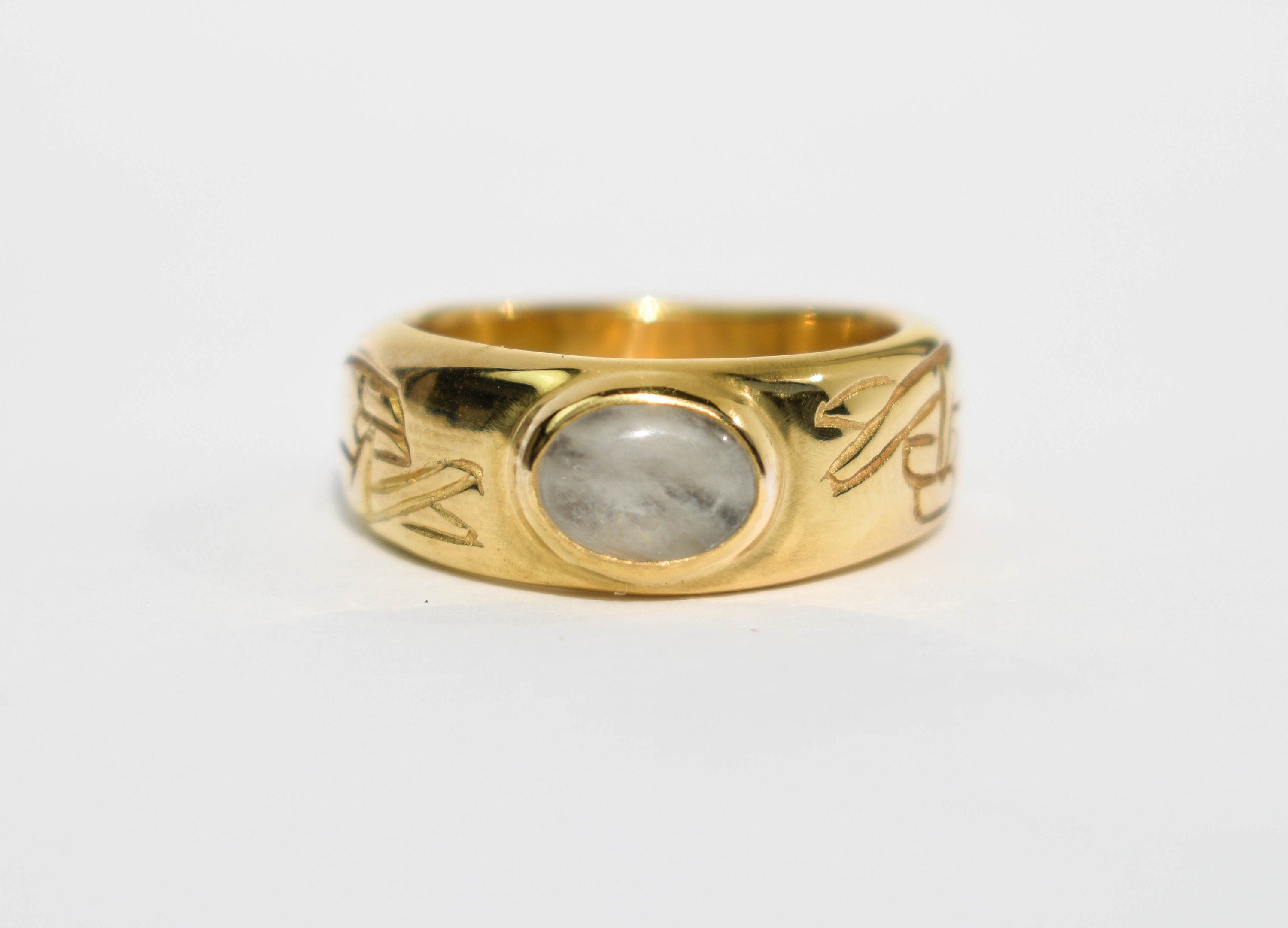White crystal wide band ring