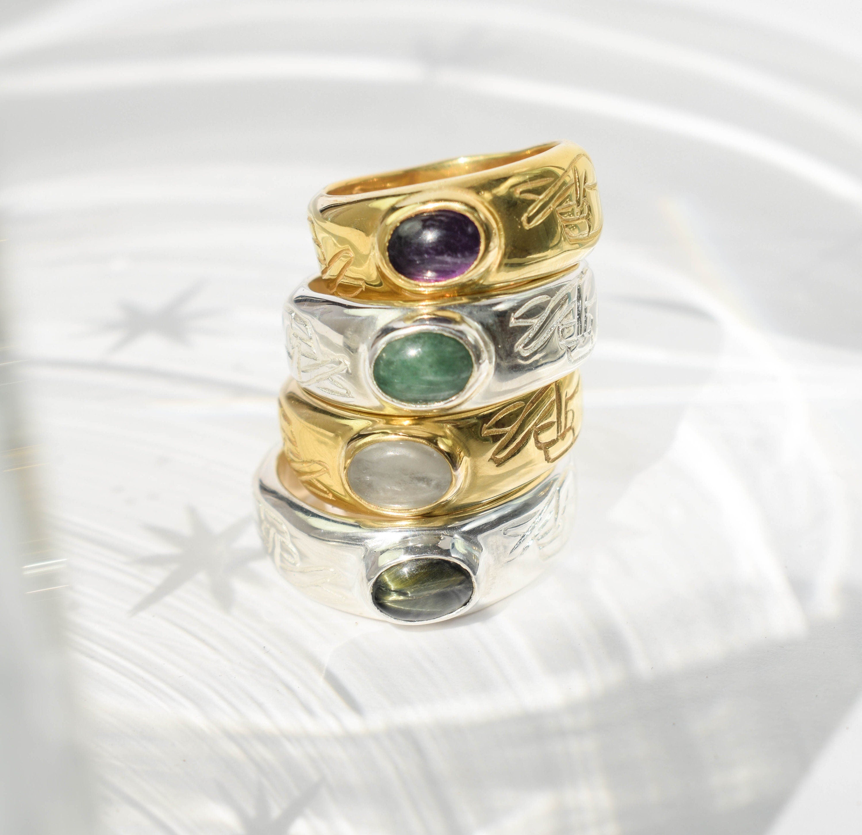White crystal wide band ring