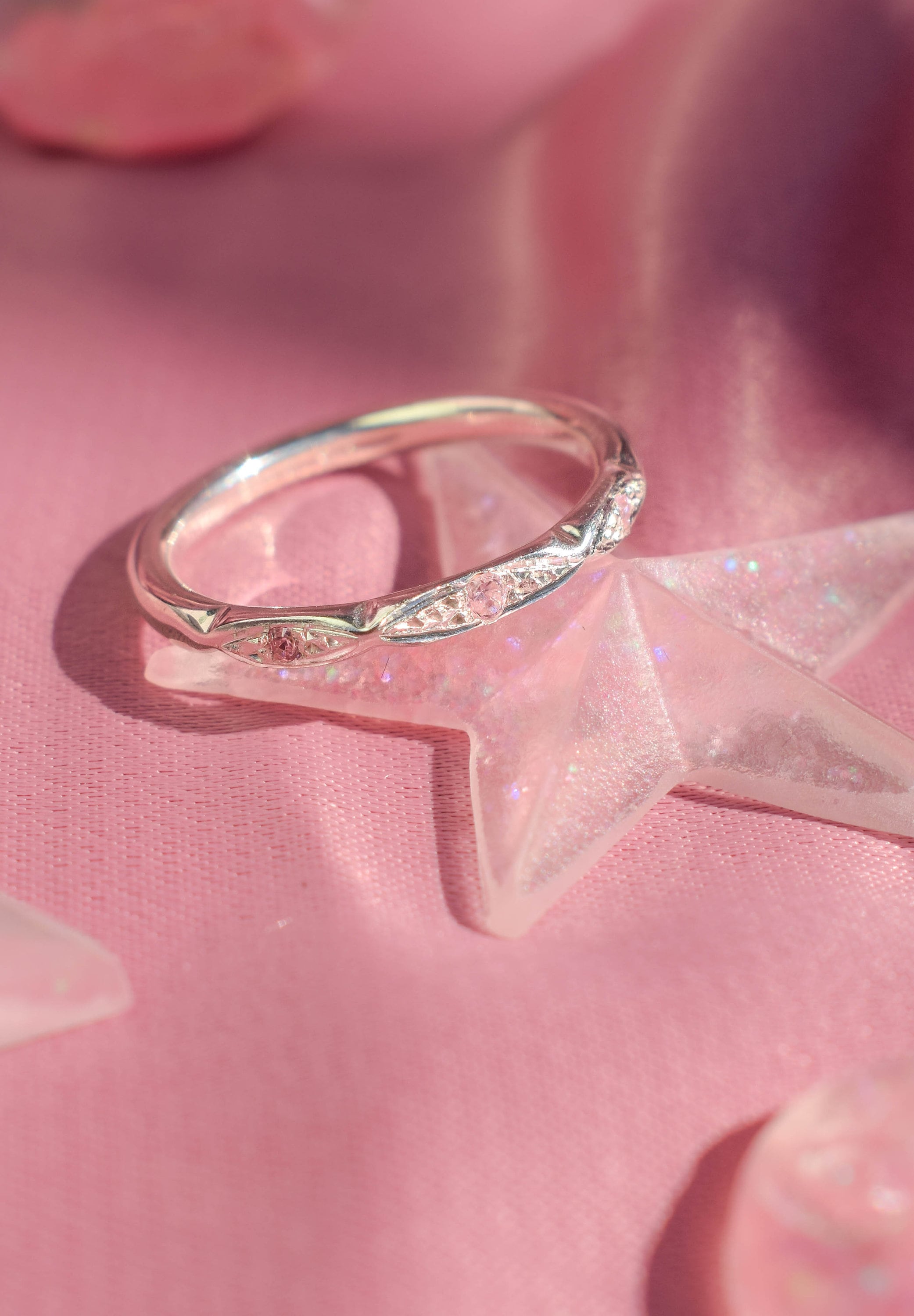 Dainty stacking rings with gemstones